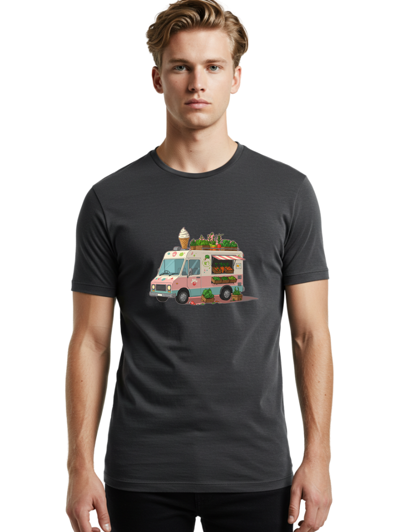 Ice-Cream-Truck Men'S Graphic Tee, 100% Cotton, Comfortable Casual Summer Wear, Machine Washable, Vintage Camera, Old Camera, Antique Camera, Black Camera, Classic Photography, Photography Equipment, Nostalgic Device, Film Camera, Camera Art Bak753
