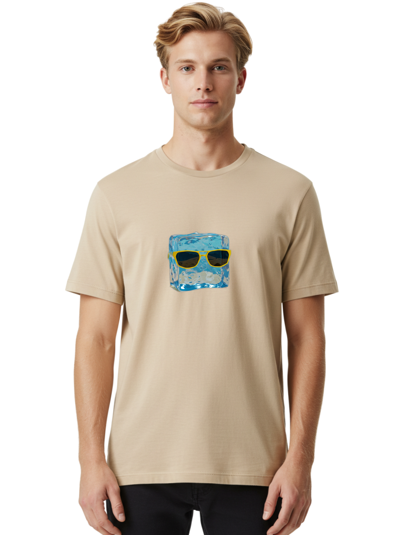 Ice-Cube-With-Sunglasses-2 Men'S Graphic Tee, 100% Cotton, Comfortable Casual Summer Wear, Machine Washable, Vintage Camera, Old Camera, Antique Camera, Black Camera, Classic Photography, Photography Equipment, Nostalgic Device, Film Camera, Bak763