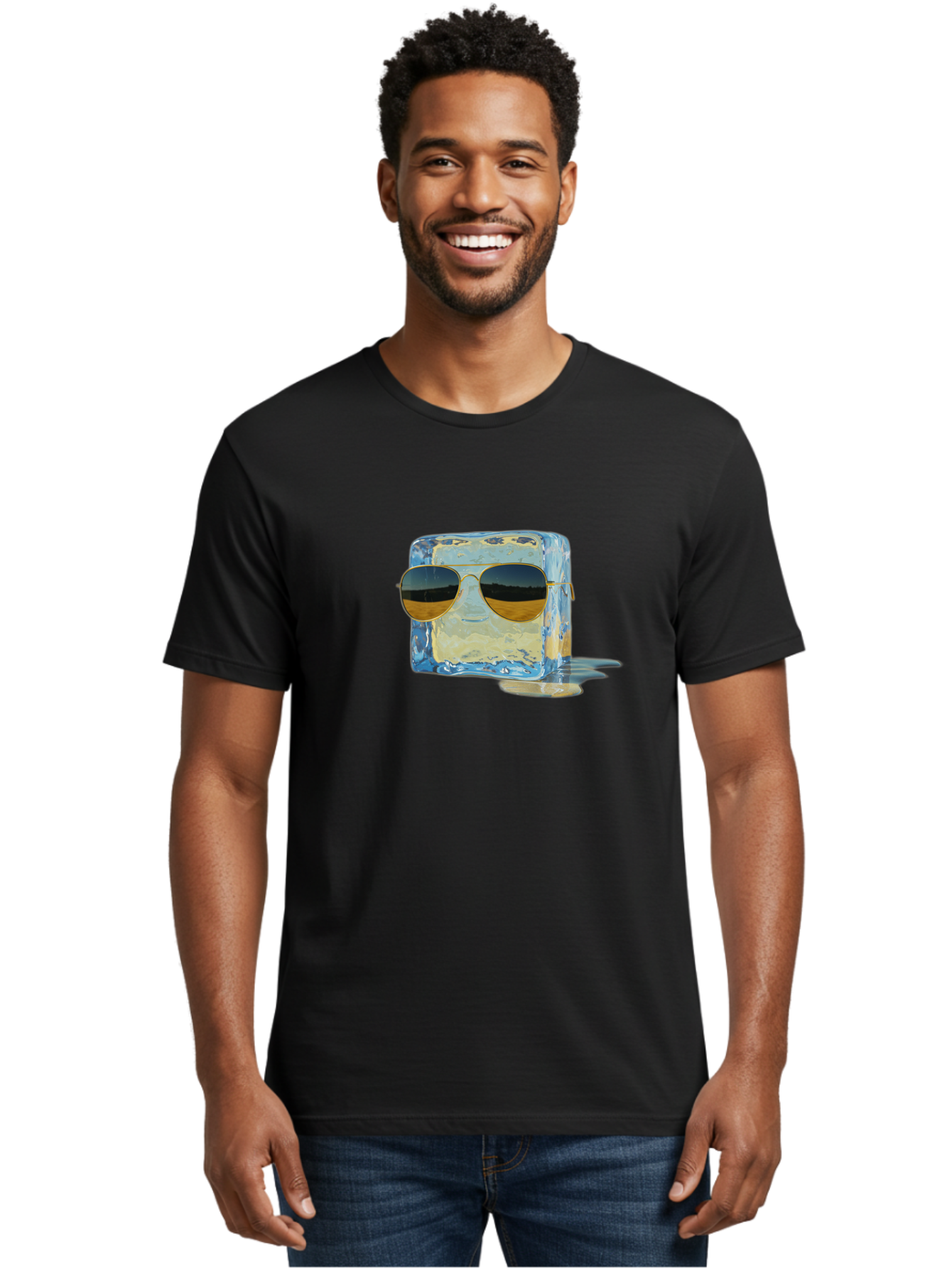 Ice-Cube-With-Sunglasses Men'S Graphic Tee, 100% Cotton, Comfortable Casual Summer Wear, Machine Washable, Vintage Camera, Old Camera, Antique Camera, Black Camera, Classic Photography, Photography Equipment, Nostalgic Device, Film Camera, Bak765