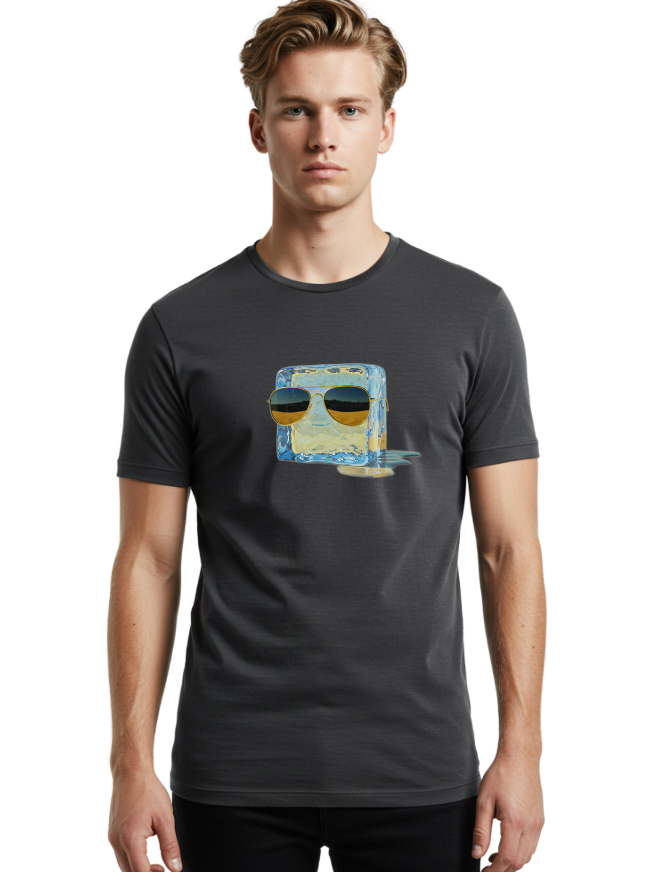 Ice-Cube-With-Sunglasses Men'S Graphic Tee, 100% Cotton, Comfortable Casual Summer Wear, Machine Washable, Vintage Camera, Old Camera, Antique Camera, Black Camera, Classic Photography, Photography Equipment, Nostalgic Device, Film Camera, Bak765