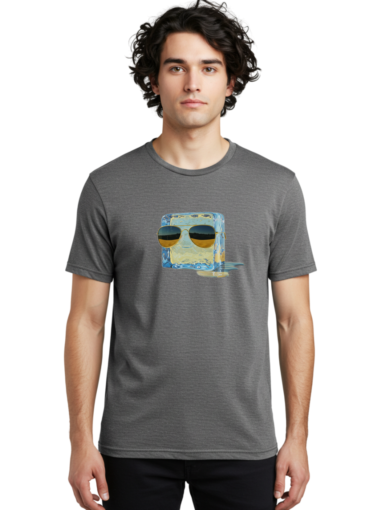 Ice-Cube-With-Sunglasses Men'S Graphic Tee, 100% Cotton, Comfortable Casual Summer Wear, Machine Washable, Vintage Camera, Old Camera, Antique Camera, Black Camera, Classic Photography, Photography Equipment, Nostalgic Device, Film Camera, Bak765