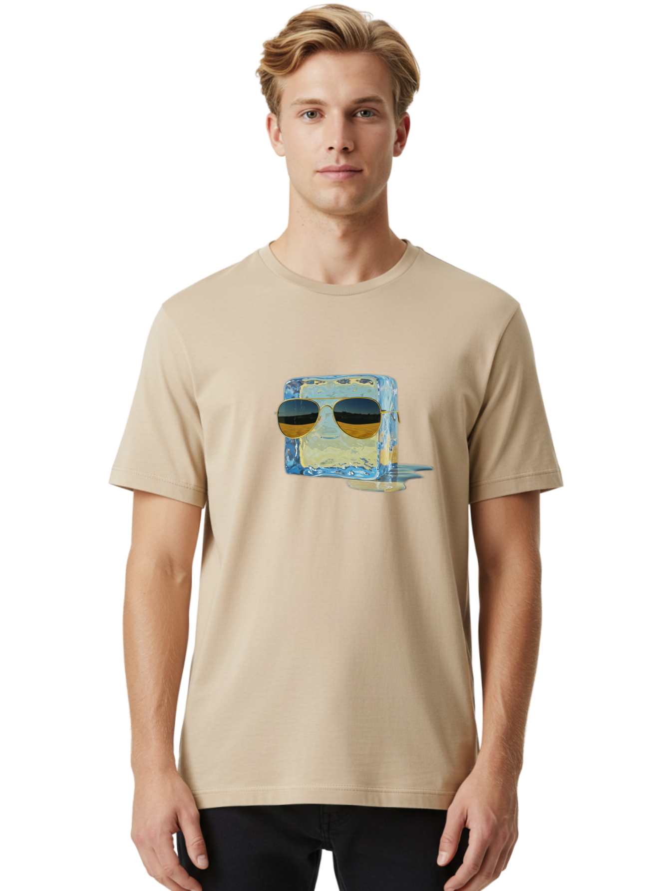Ice-Cube-With-Sunglasses Men'S Graphic Tee, 100% Cotton, Comfortable Casual Summer Wear, Machine Washable, Vintage Camera, Old Camera, Antique Camera, Black Camera, Classic Photography, Photography Equipment, Nostalgic Device, Film Camera, Bak765