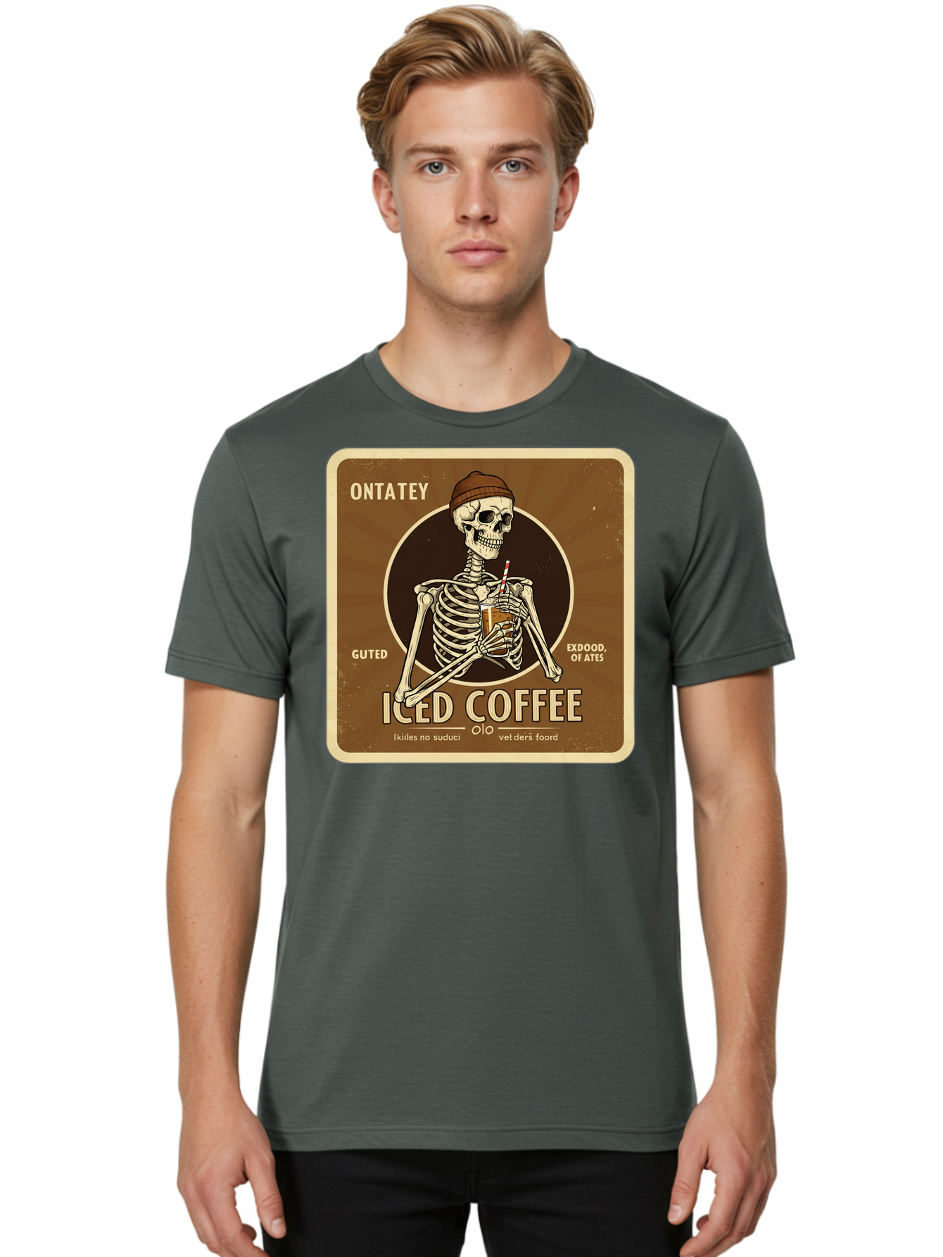 Iced-Coffee Men'S Graphic Tee, 100% Cotton, Comfortable Casual Summer Wear, Machine Washable, Vintage Camera, Old Camera, Antique Camera, Black Camera, Classic Photography, Photography Equipment, Nostalgic Device, Film Camera, Camera Art Bak770