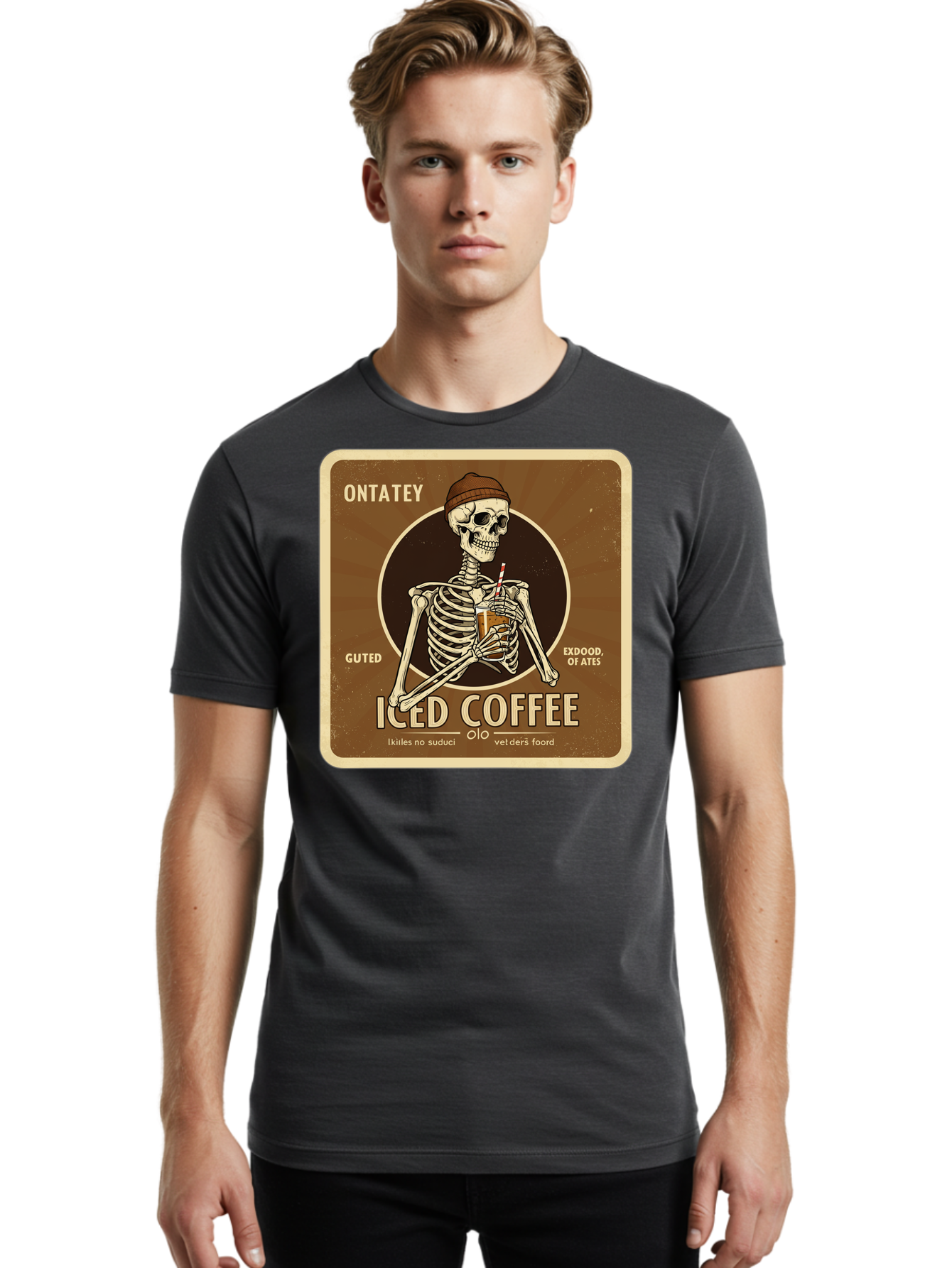 Iced-Coffee Men'S Graphic Tee, 100% Cotton, Comfortable Casual Summer Wear, Machine Washable, Vintage Camera, Old Camera, Antique Camera, Black Camera, Classic Photography, Photography Equipment, Nostalgic Device, Film Camera, Camera Art Bak770