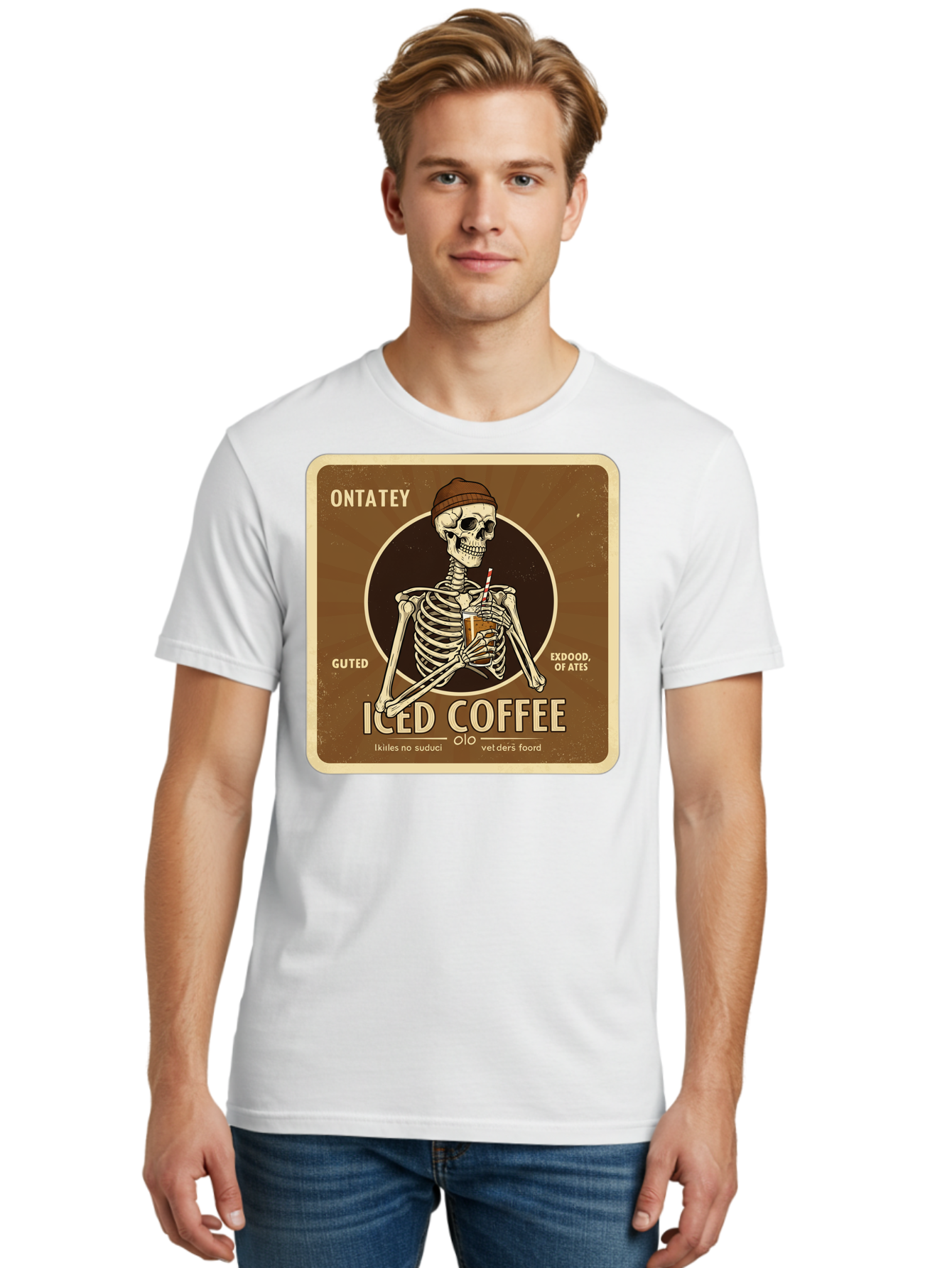 Iced-Coffee Men'S Graphic Tee, 100% Cotton, Comfortable Casual Summer Wear, Machine Washable, Vintage Camera, Old Camera, Antique Camera, Black Camera, Classic Photography, Photography Equipment, Nostalgic Device, Film Camera, Camera Art Bak770