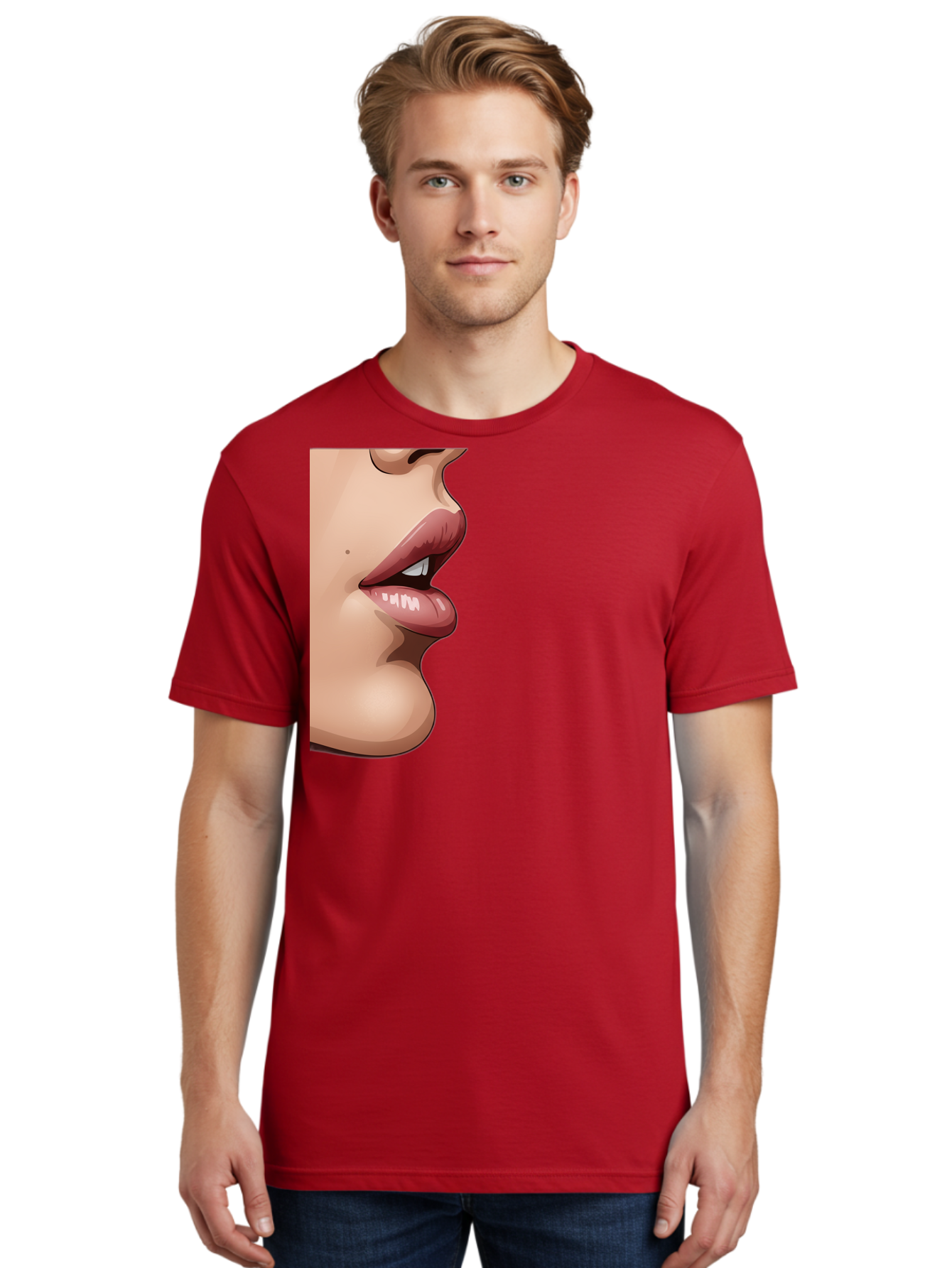 Kissing-Lips Men'S Graphic Tee, 100% Cotton, Comfortable Casual Summer Wear, Machine Washable, Vintage Camera, Old Camera, Antique Camera, Black Camera, Classic Photography, Photography Equipment, Nostalgic Device, Film Camera, Camera Art Bak777