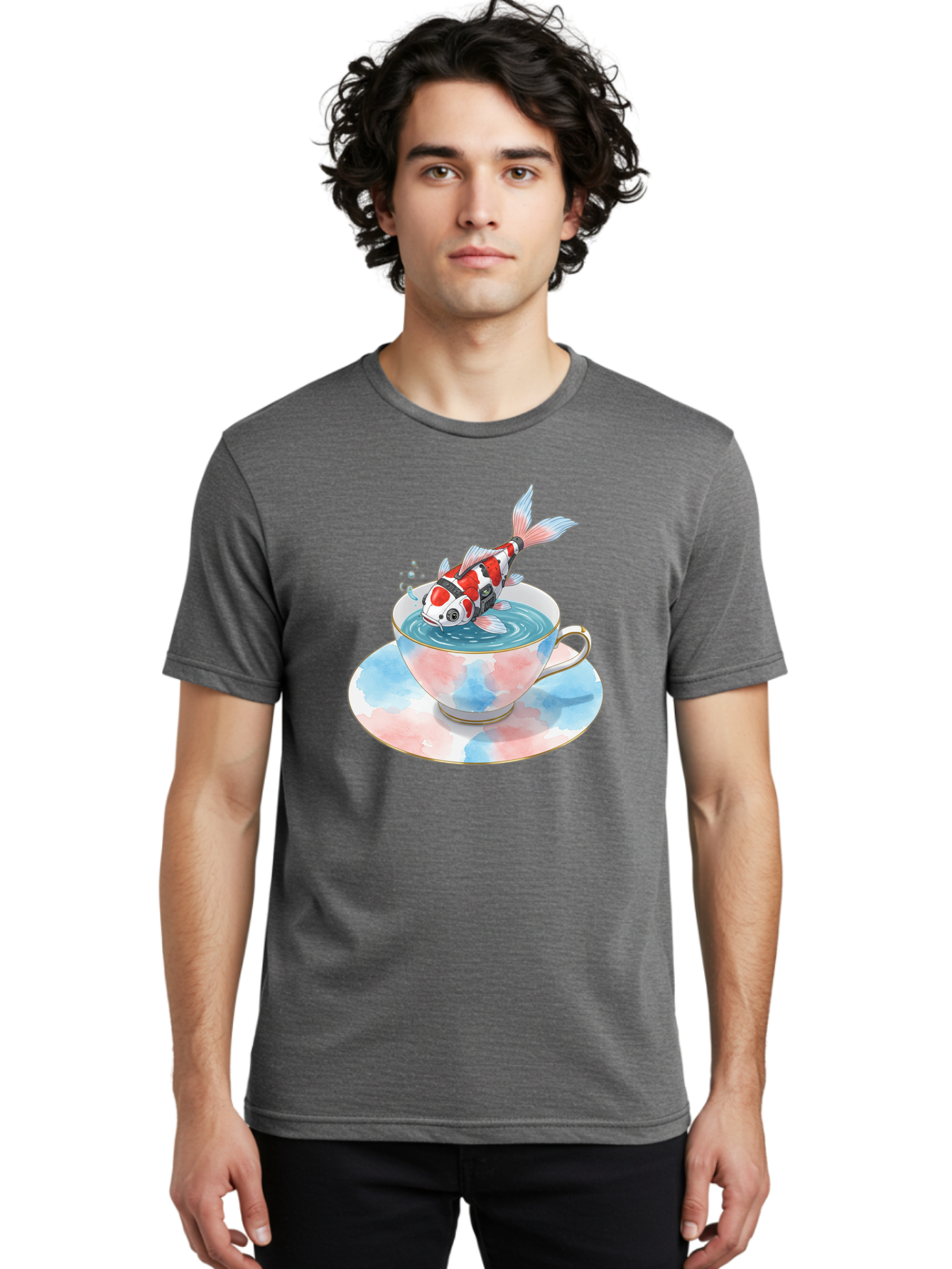 Koi-Fish-In-Teacup Men'S Graphic Tee, 100% Cotton, Comfortable Casual Summer Wear, Machine Washable, Vintage Camera, Old Camera, Antique Camera, Black Camera, Classic Photography, Photography Equipment, Nostalgic Device, Film Camera, Bak795