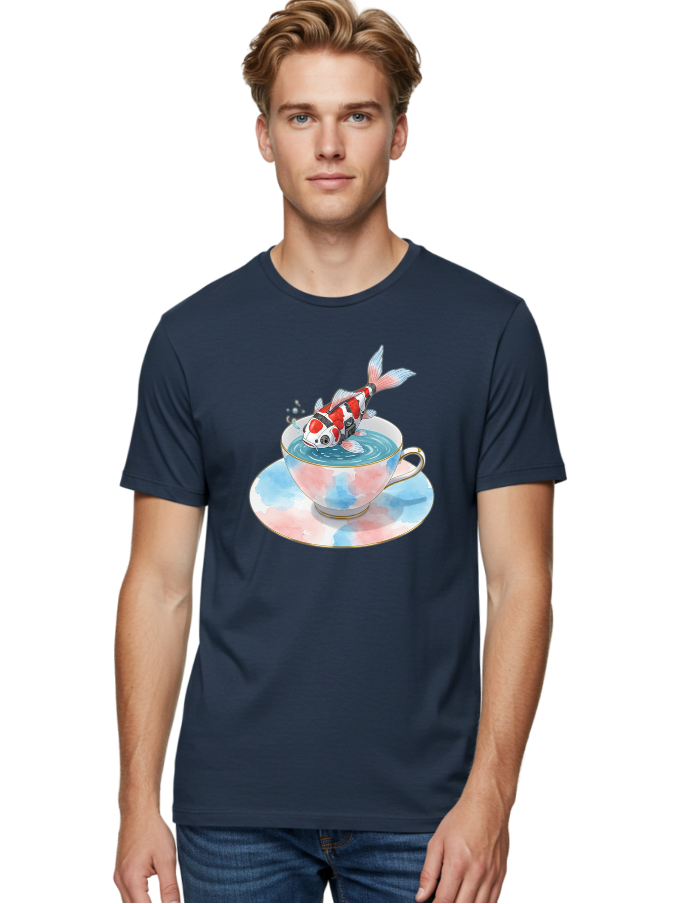 Koi-Fish-In-Teacup Men'S Graphic Tee, 100% Cotton, Comfortable Casual Summer Wear, Machine Washable, Vintage Camera, Old Camera, Antique Camera, Black Camera, Classic Photography, Photography Equipment, Nostalgic Device, Film Camera, Bak795