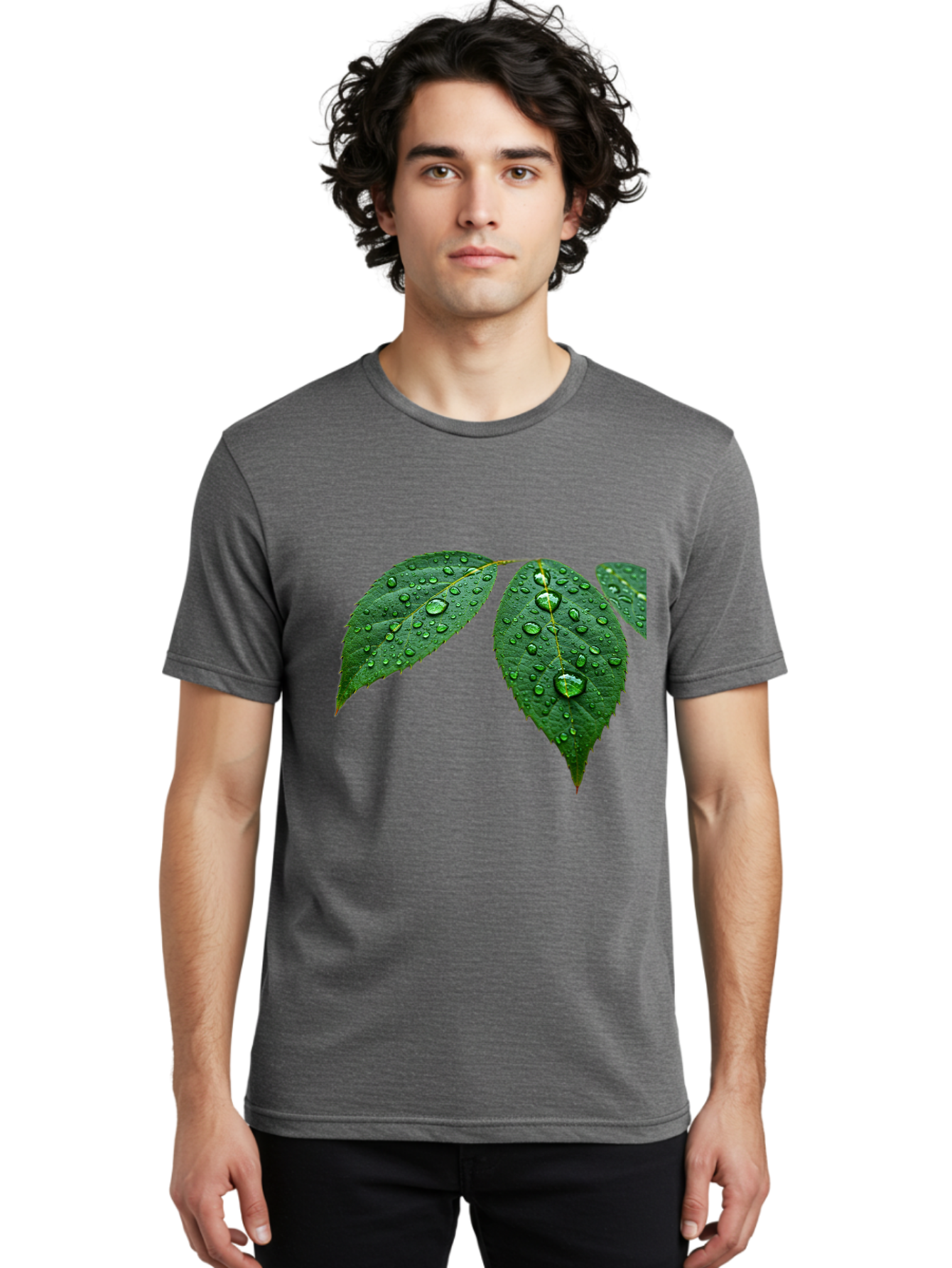 Leaves-With-Water-Droplets Men'S Graphic Tee, 100% Cotton, Comfortable Casual Summer Wear, Machine Washable, Vintage Camera, Old Camera, Antique Camera, Black Camera, Classic Photography, Photography Equipment, Nostalgic Device, Film Camera, Bak803