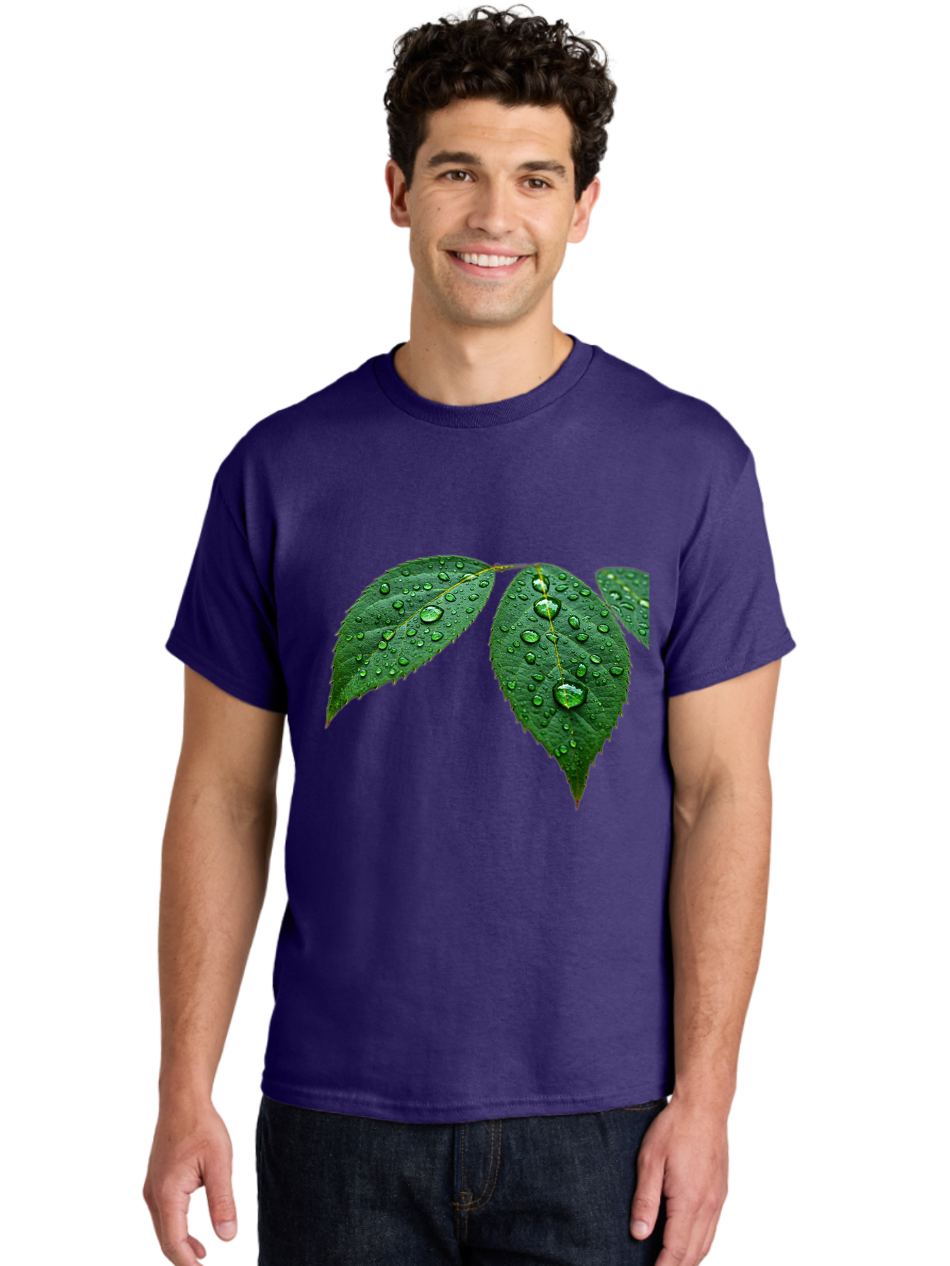 Leaves-With-Water-Droplets Men'S Graphic Tee, 100% Cotton, Comfortable Casual Summer Wear, Machine Washable, Vintage Camera, Old Camera, Antique Camera, Black Camera, Classic Photography, Photography Equipment, Nostalgic Device, Film Camera, Bak803