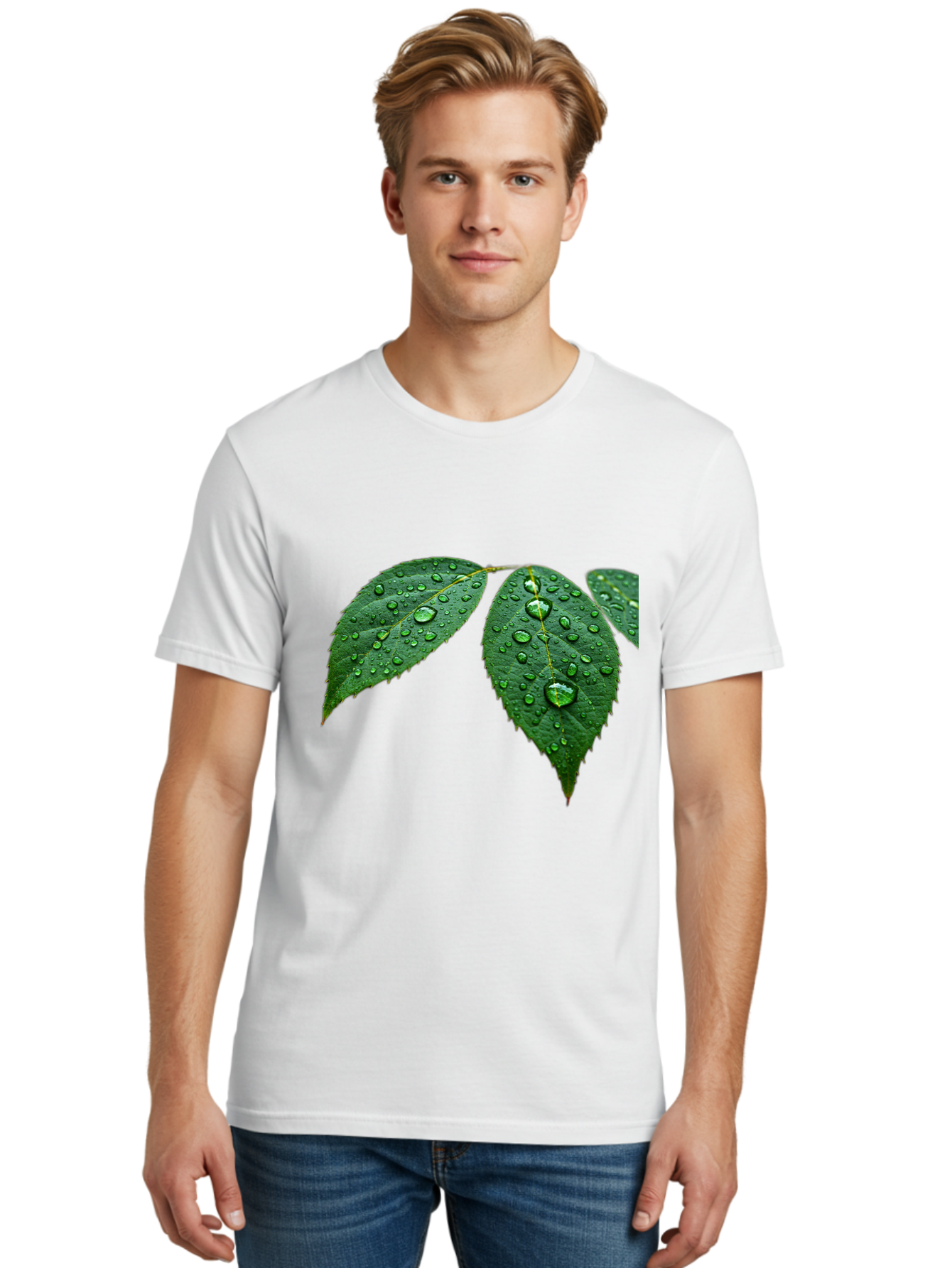 Leaves-With-Water-Droplets Men'S Graphic Tee, 100% Cotton, Comfortable Casual Summer Wear, Machine Washable, Vintage Camera, Old Camera, Antique Camera, Black Camera, Classic Photography, Photography Equipment, Nostalgic Device, Film Camera, Bak803
