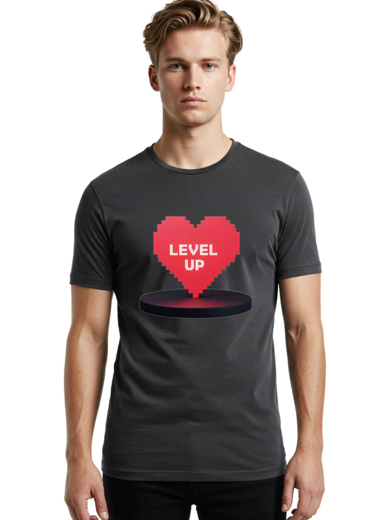 Level-Up-Heart Men'S Graphic Tee, 100% Cotton, Comfortable Casual Summer Wear, Machine Washable, Vintage Camera, Old Camera, Antique Camera, Black Camera, Classic Photography, Photography Equipment, Nostalgic Device, Film Camera, Camera Art Bak817
