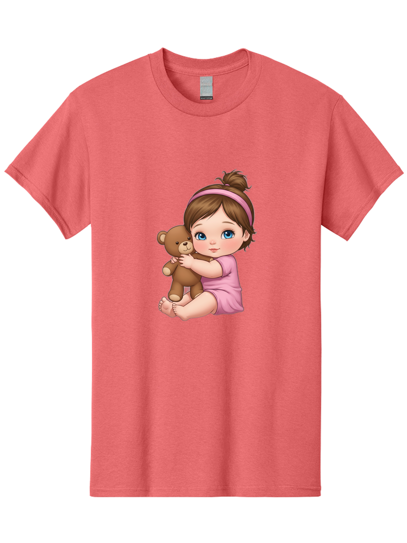 Little-Girl-Hugging-Teddy-Bear-1 Men'S Graphic Tee, 100% Cotton, Comfortable Casual Summer Wear, Machine Washable, Vintage Camera, Old Camera, Antique Camera, Black Camera, Classic Photography, Photography Equipment, Nostalgic Device, Bak819