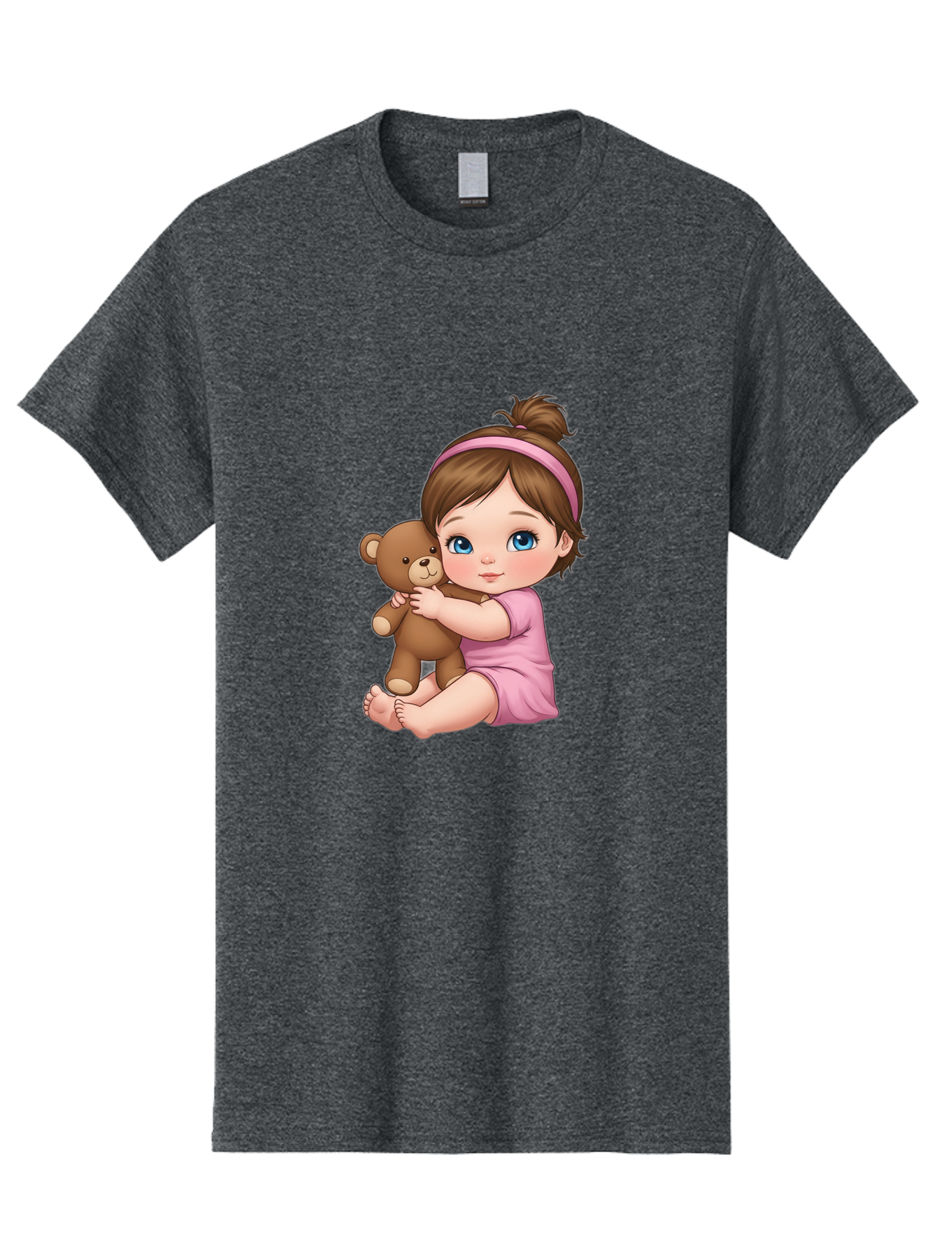 Little-Girl-Hugging-Teddy-Bear-1 Men'S Graphic Tee, 100% Cotton, Comfortable Casual Summer Wear, Machine Washable, Vintage Camera, Old Camera, Antique Camera, Black Camera, Classic Photography, Photography Equipment, Nostalgic Device, Bak819