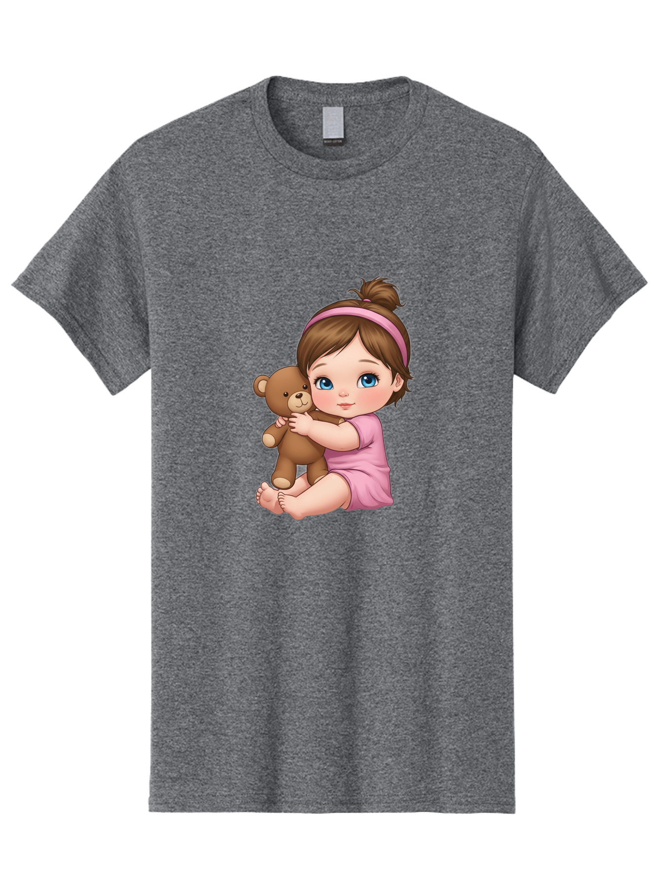 Little-Girl-Hugging-Teddy-Bear-1 Men'S Graphic Tee, 100% Cotton, Comfortable Casual Summer Wear, Machine Washable, Vintage Camera, Old Camera, Antique Camera, Black Camera, Classic Photography, Photography Equipment, Nostalgic Device, Bak819
