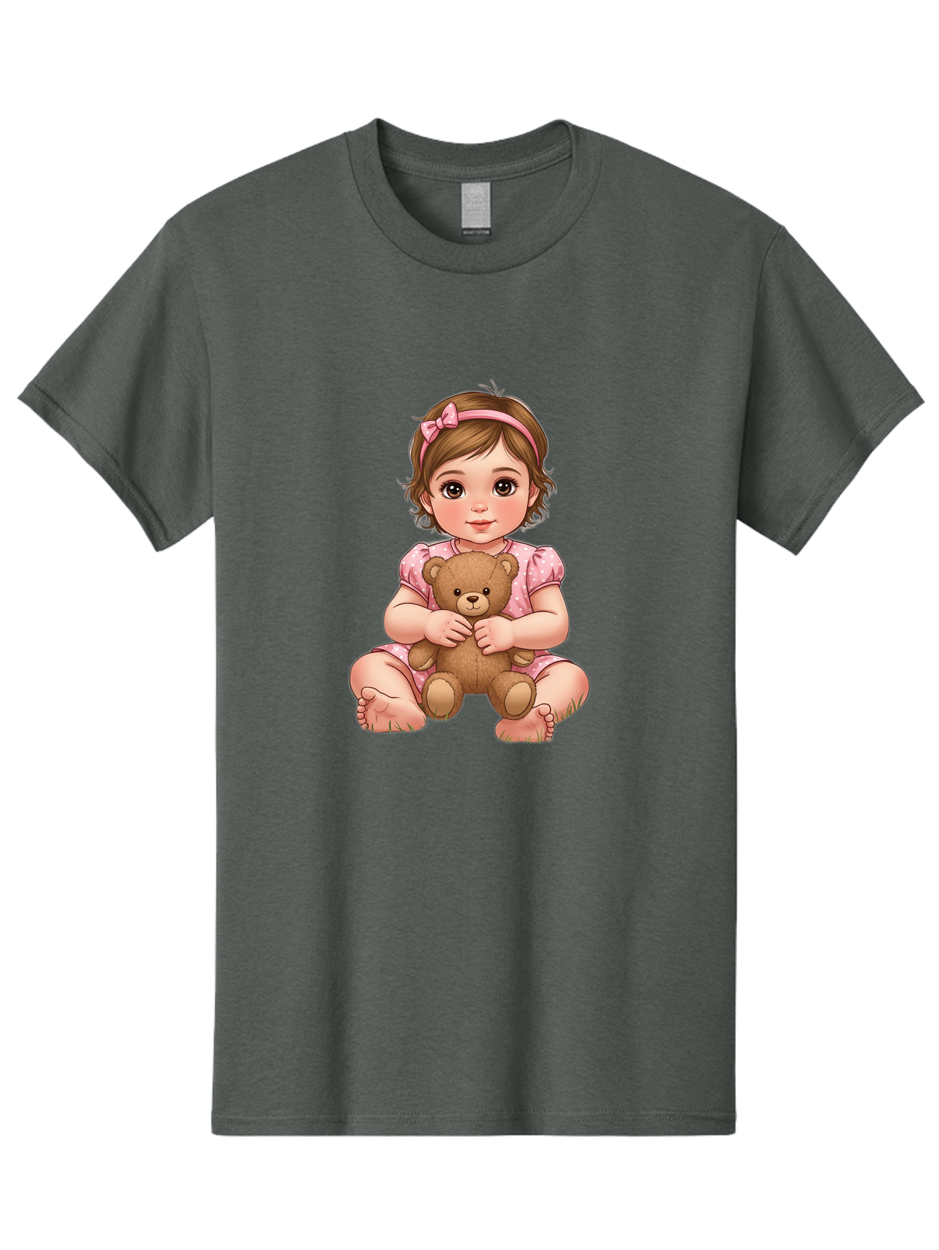Little-Girl-Hugging-Teddy-Bear-2 Men'S Graphic Tee, 100% Cotton, Comfortable Casual Summer Wear, Machine Washable, Vintage Camera, Old Camera, Antique Camera, Black Camera, Classic Photography, Photography Equipment, Nostalgic Device, Bak820