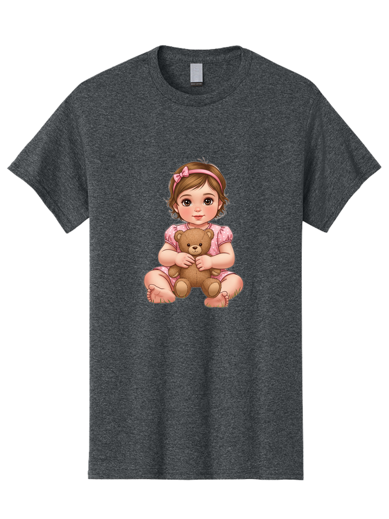 Little-Girl-Hugging-Teddy-Bear-2 Men'S Graphic Tee, 100% Cotton, Comfortable Casual Summer Wear, Machine Washable, Vintage Camera, Old Camera, Antique Camera, Black Camera, Classic Photography, Photography Equipment, Nostalgic Device, Bak820