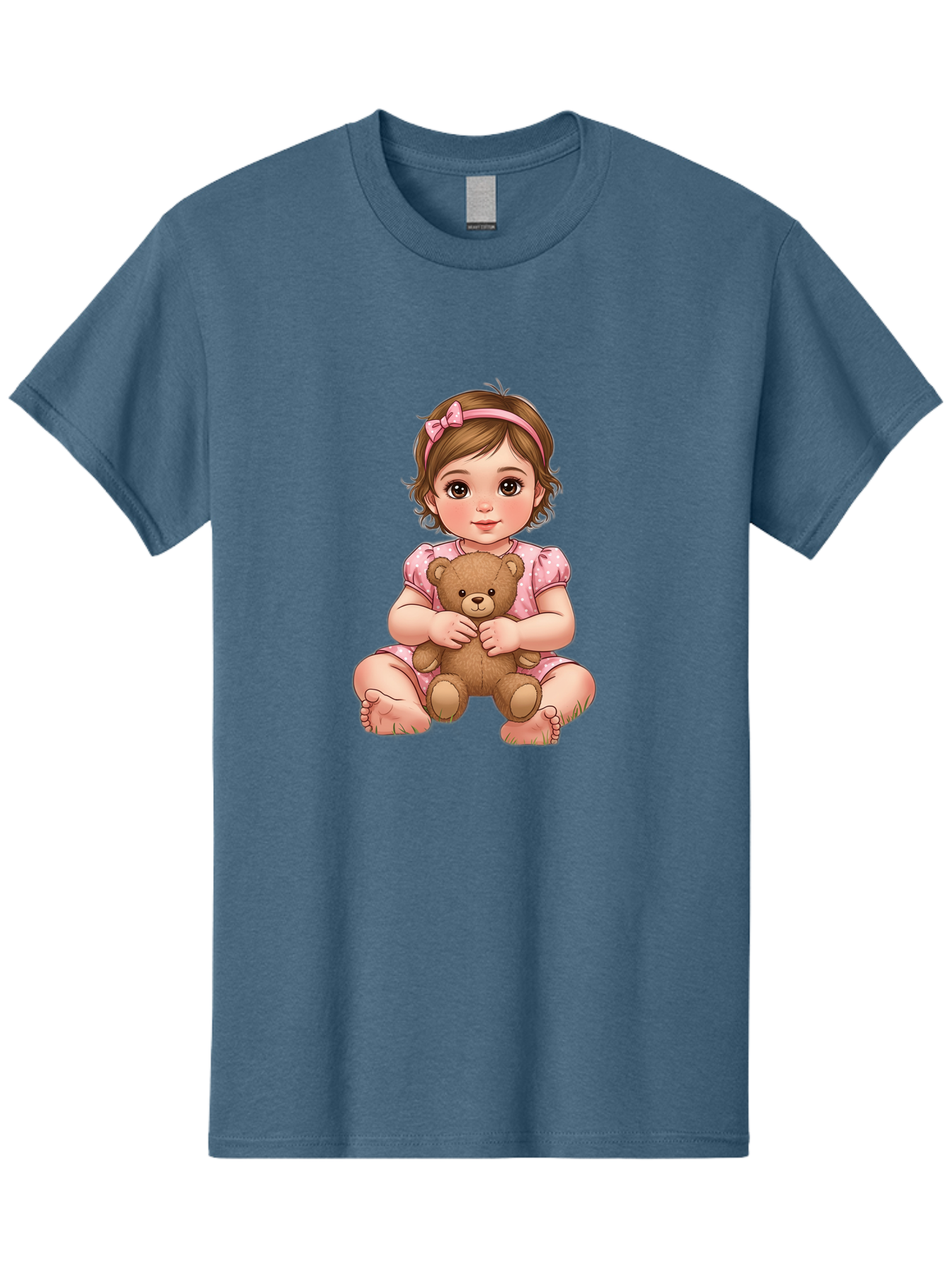Little-Girl-Hugging-Teddy-Bear-2 Men'S Graphic Tee, 100% Cotton, Comfortable Casual Summer Wear, Machine Washable, Vintage Camera, Old Camera, Antique Camera, Black Camera, Classic Photography, Photography Equipment, Nostalgic Device, Bak820