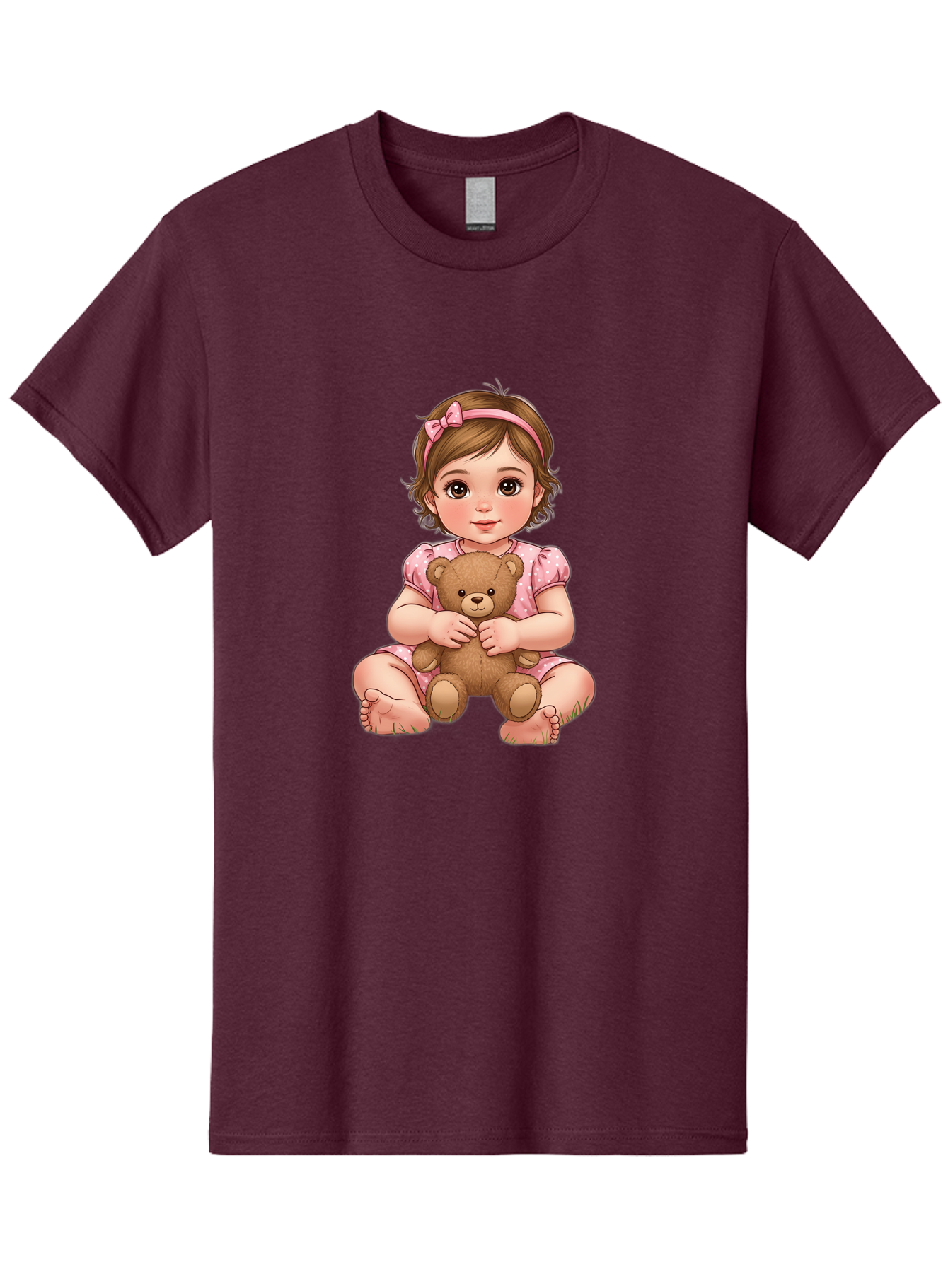 Little-Girl-Hugging-Teddy-Bear-2 Men'S Graphic Tee, 100% Cotton, Comfortable Casual Summer Wear, Machine Washable, Vintage Camera, Old Camera, Antique Camera, Black Camera, Classic Photography, Photography Equipment, Nostalgic Device, Bak820