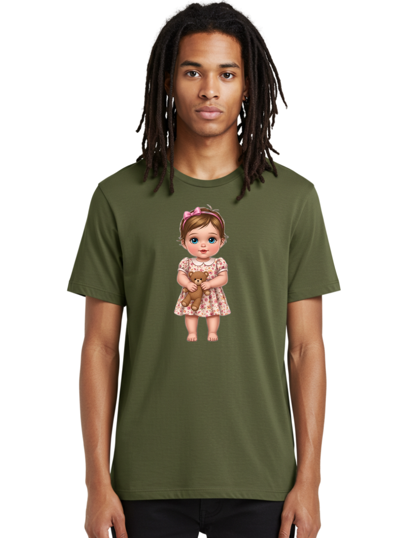Little-Girl-With-Teddy-Bear-1 Men'S Graphic Tee, 100% Cotton, Comfortable Casual Summer Wear, Machine Washable, Vintage Camera, Old Camera, Antique Camera, Black Camera, Classic Photography, Photography Equipment, Nostalgic Device, Bak825