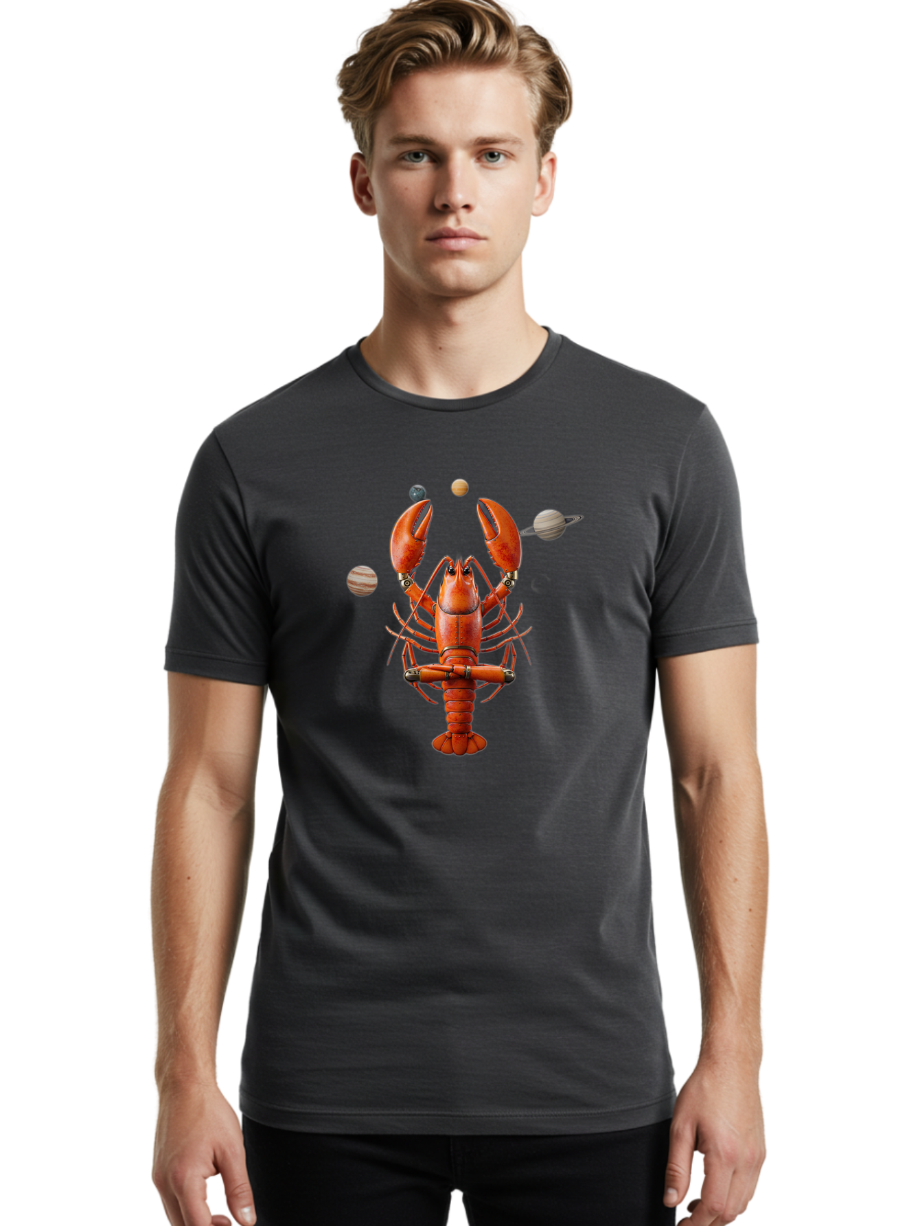 Lobster-With-Planets Men'S Graphic Tee, 100% Cotton, Comfortable Casual Summer Wear, Machine Washable, Vintage Camera, Old Camera, Antique Camera, Black Camera, Classic Photography, Photography Equipment, Nostalgic Device, Film Camera, Bak834