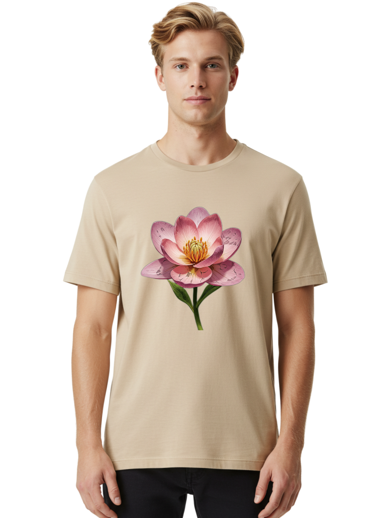Lotus-Flower-2 Men'S Graphic Tee, 100% Cotton, Comfortable Casual Summer Wear, Machine Washable, Vintage Camera, Old Camera, Antique Camera, Black Camera, Classic Photography, Photography Equipment, Nostalgic Device, Film Camera, Camera Art Bak838