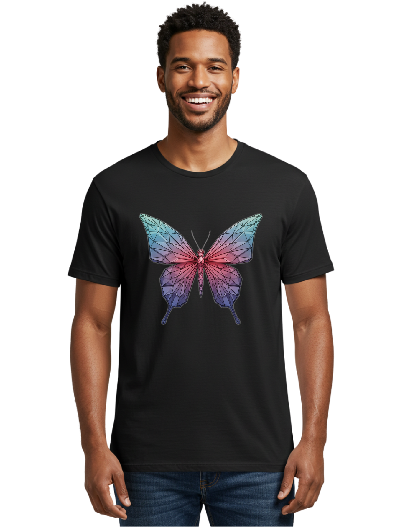 Low-Poly-Butterfly Men'S Graphic Tee, 100% Cotton, Comfortable Casual Summer Wear, Machine Washable, Vintage Camera, Old Camera, Antique Camera, Black Camera, Classic Photography, Photography Equipment, Nostalgic Device, Film Camera, Bak846