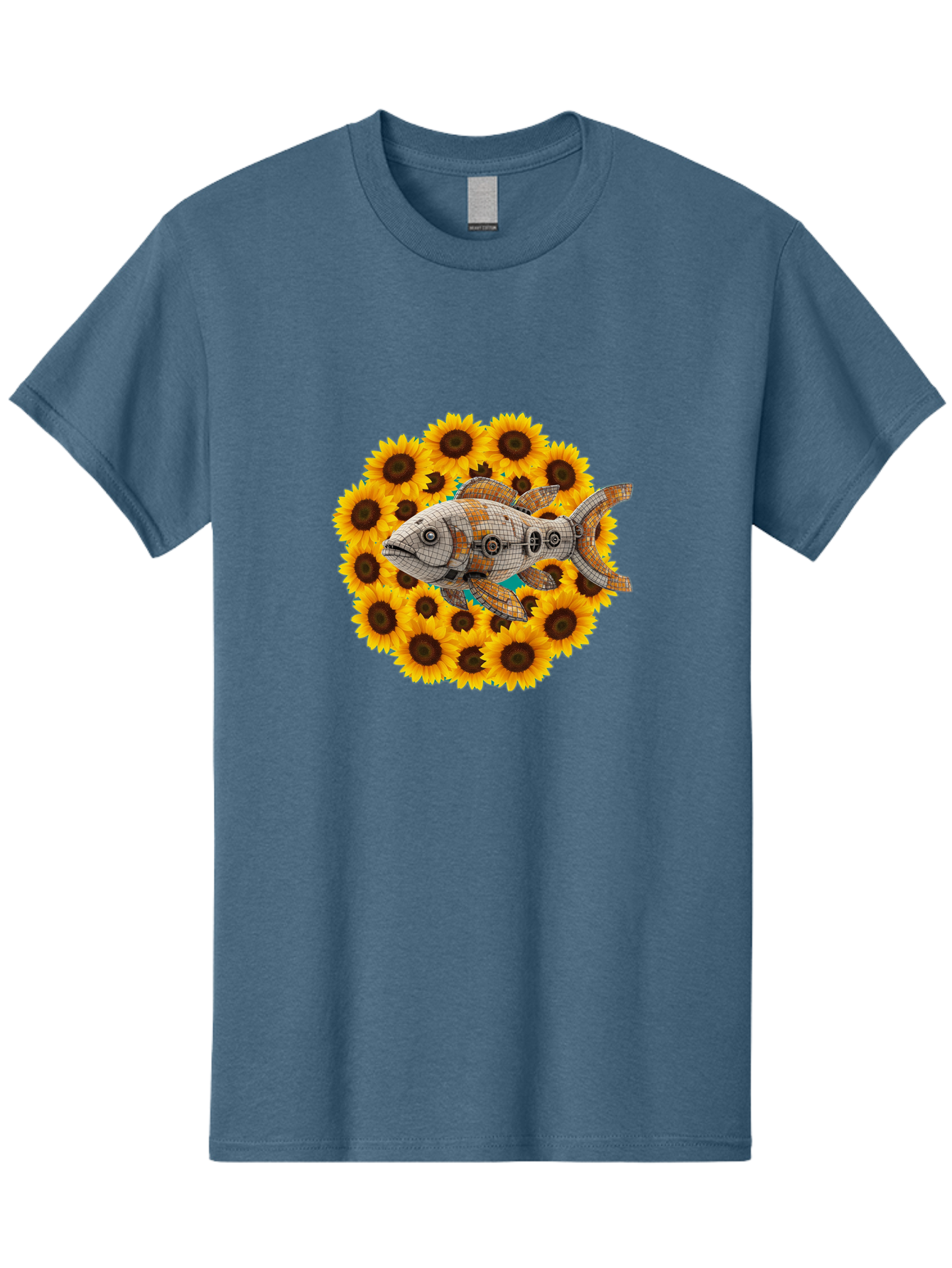 Mechanical-Fish-Sunflowers Men'S Graphic Tee, 100% Cotton, Comfortable Casual Summer Wear, Machine Washable, Vintage Camera, Old Camera, Antique Camera, Black Camera, Classic Photography, Photography Equipment, Nostalgic Device, Film Camera, Bak857