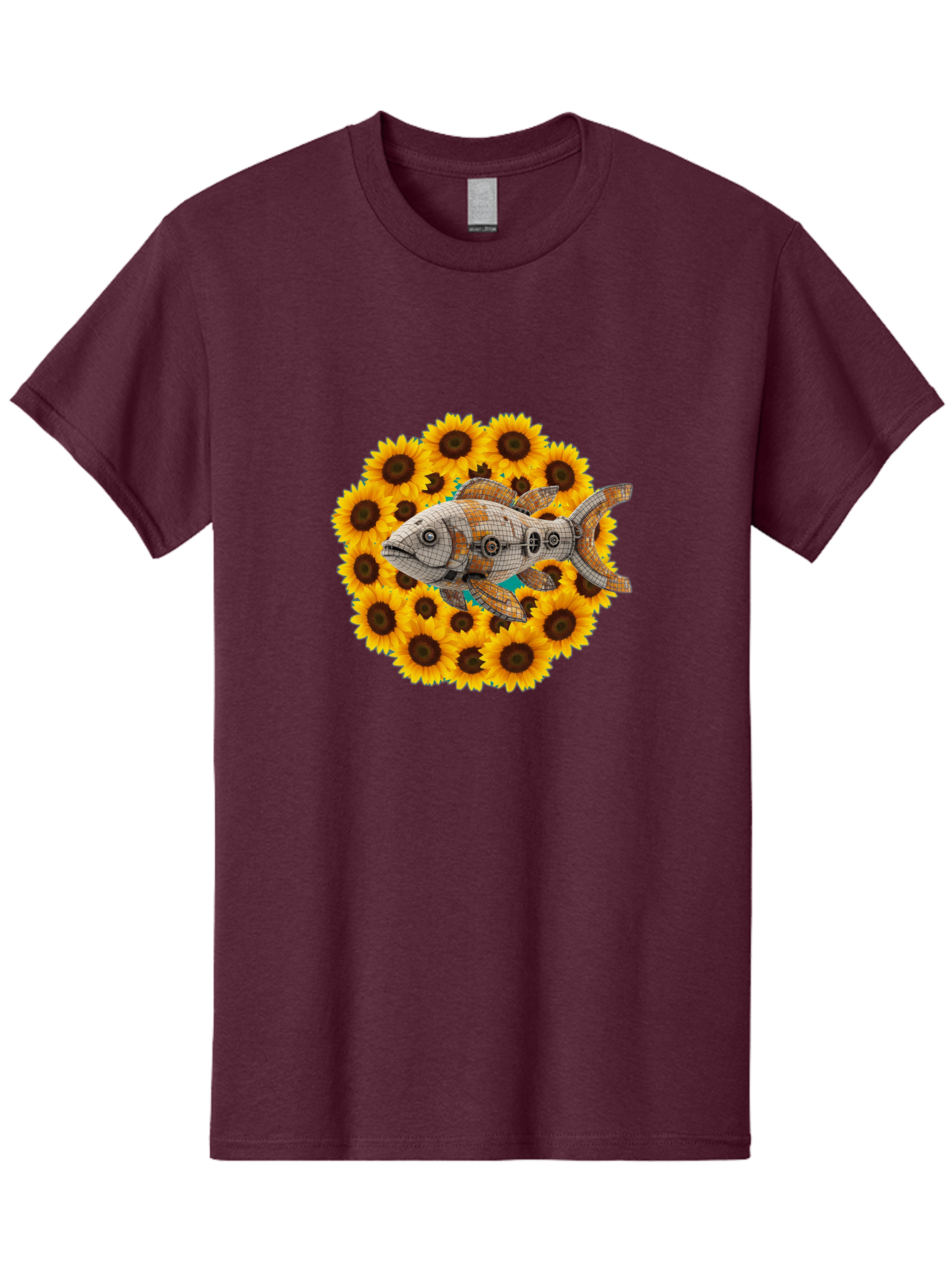 Mechanical-Fish-Sunflowers Men'S Graphic Tee, 100% Cotton, Comfortable Casual Summer Wear, Machine Washable, Vintage Camera, Old Camera, Antique Camera, Black Camera, Classic Photography, Photography Equipment, Nostalgic Device, Film Camera, Bak857