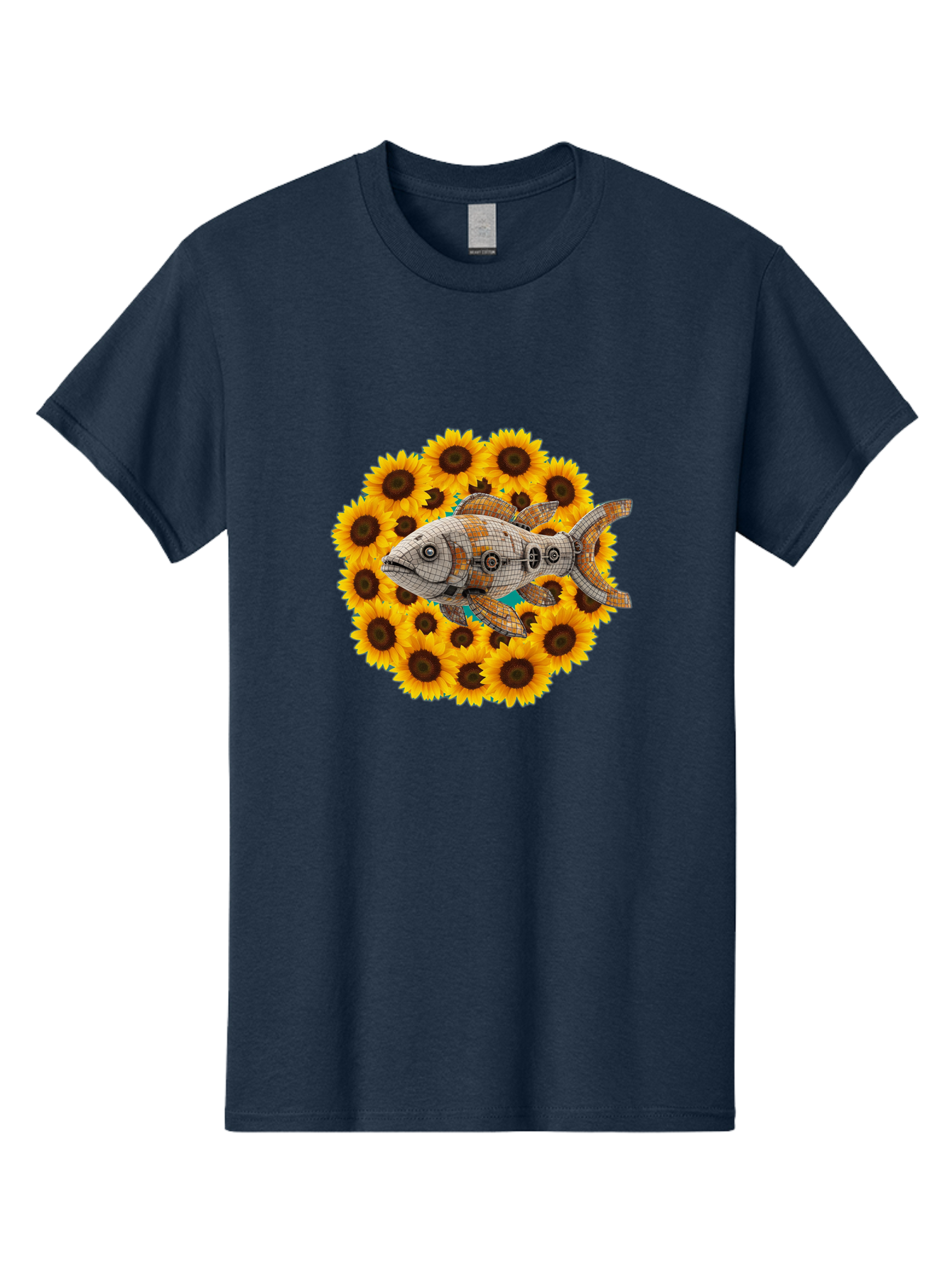 Mechanical-Fish-Sunflowers Men'S Graphic Tee, 100% Cotton, Comfortable Casual Summer Wear, Machine Washable, Vintage Camera, Old Camera, Antique Camera, Black Camera, Classic Photography, Photography Equipment, Nostalgic Device, Film Camera, Bak857