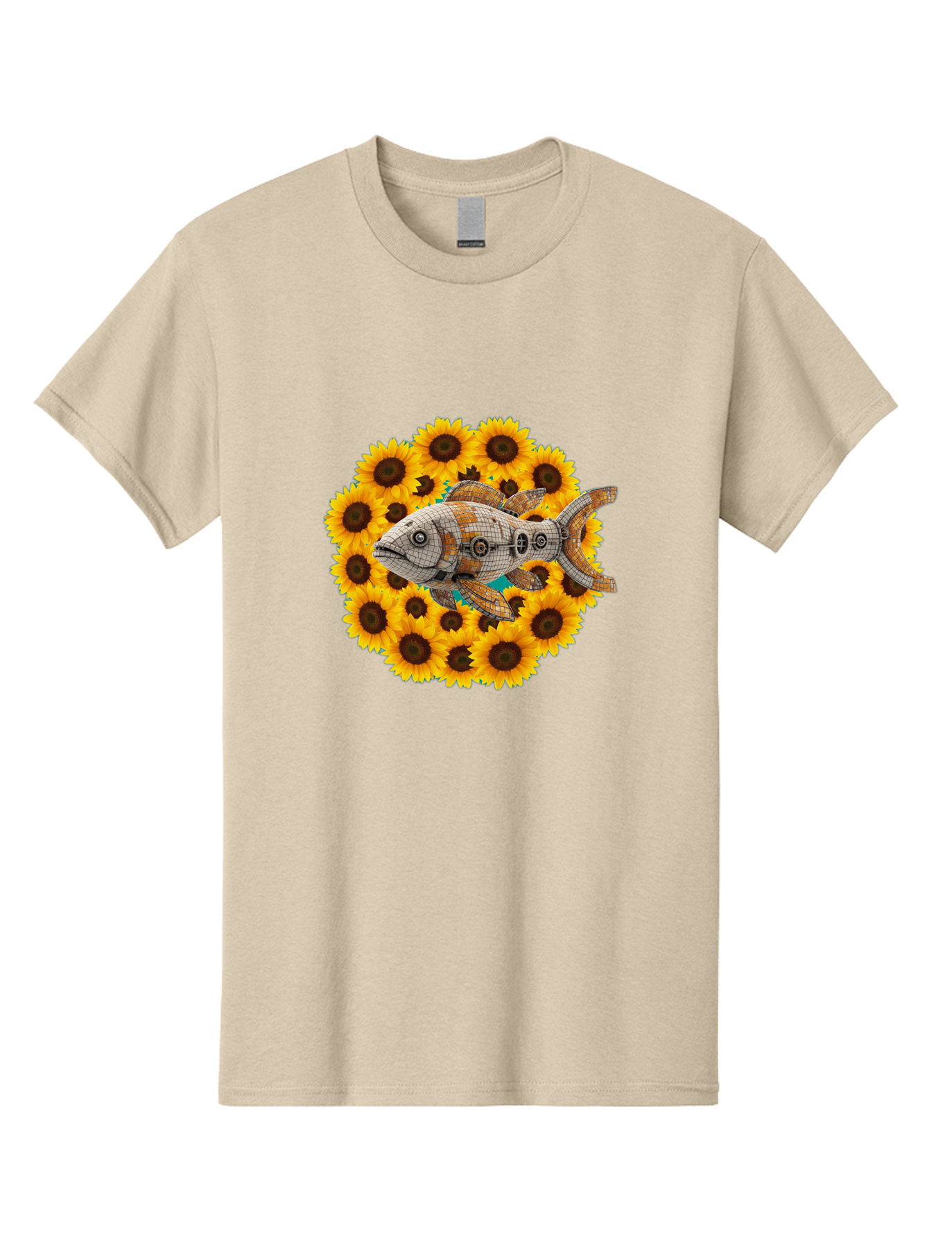 Mechanical-Fish-Sunflowers Men'S Graphic Tee, 100% Cotton, Comfortable Casual Summer Wear, Machine Washable, Vintage Camera, Old Camera, Antique Camera, Black Camera, Classic Photography, Photography Equipment, Nostalgic Device, Film Camera, Bak857