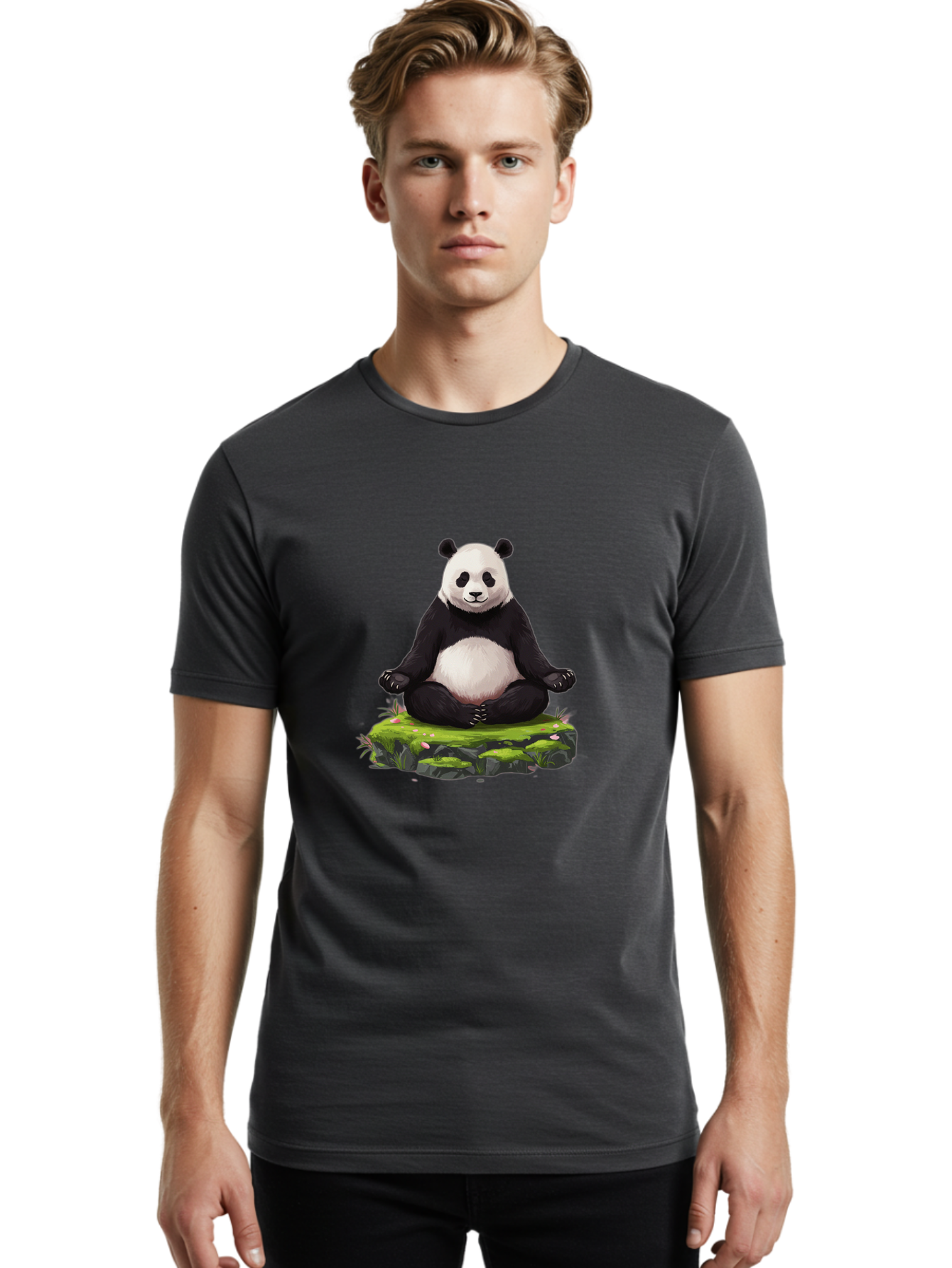 Meditating-Panda-1 Men'S Graphic Tee, 100% Cotton, Comfortable Casual Summer Wear, Machine Washable, Vintage Camera, Old Camera, Antique Camera, Black Camera, Classic Photography, Photography Equipment, Nostalgic Device, Film Camera, Bak860