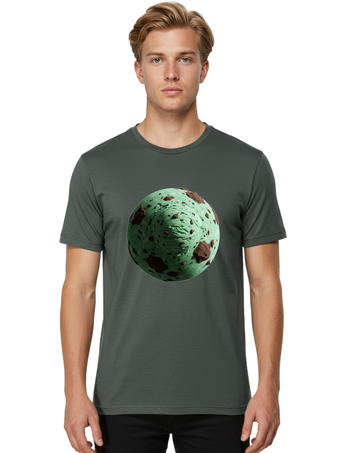 Mint-Chocolate-Chip-Ice-Cream Men'S Graphic Tee, 100% Cotton, Comfortable Casual Summer Wear, Machine Washable, Vintage Camera, Old Camera, Antique Camera, Black Camera, Classic Photography, Photography Equipment, Nostalgic Device, Bak887