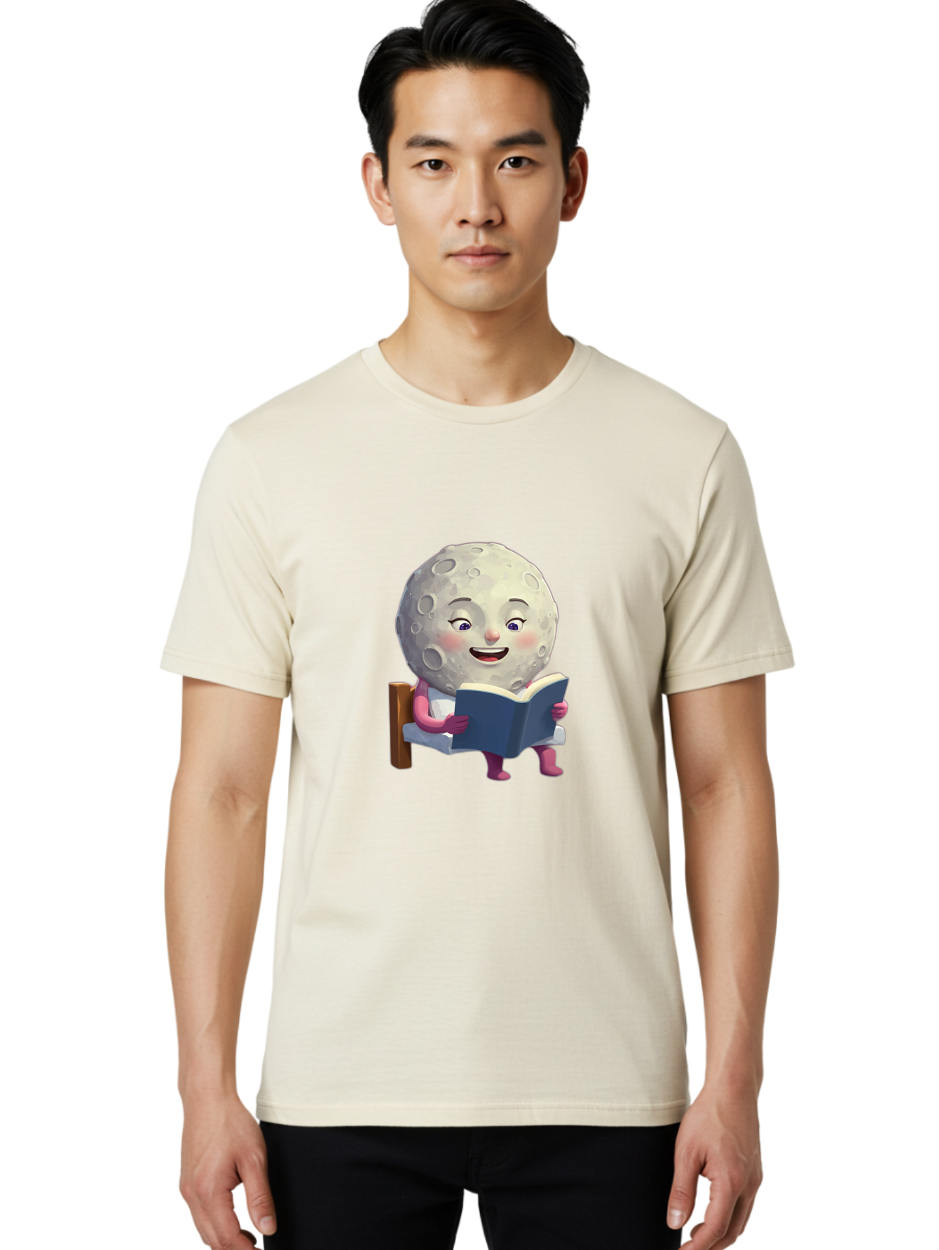 Moon-Reading-Book Men'S Graphic Tee, 100% Cotton, Comfortable Casual Summer Wear, Machine Washable, Vintage Camera, Old Camera, Antique Camera, Black Camera, Classic Photography, Photography Equipment, Nostalgic Device, Film Camera, Camera Art Bak896