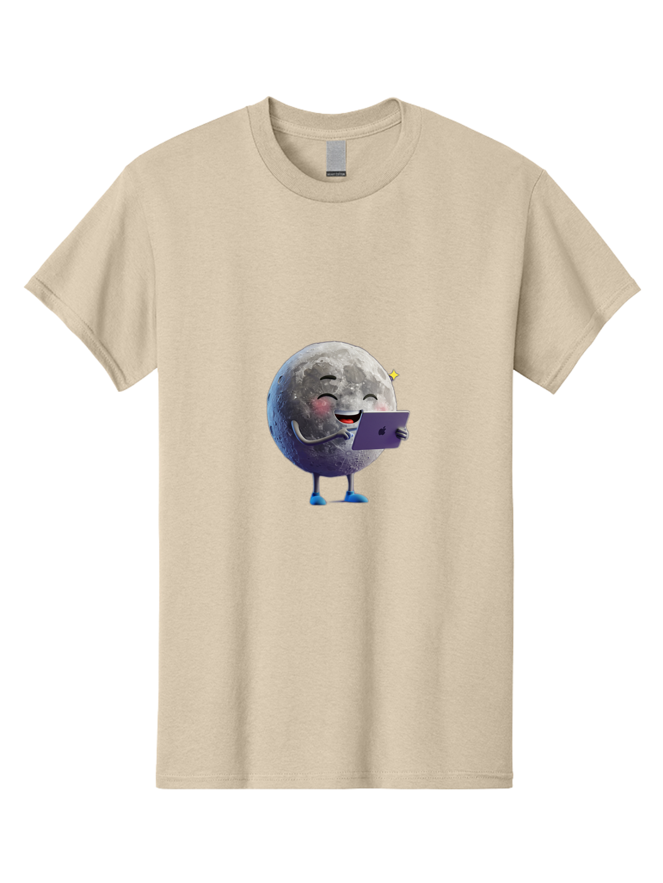 Moon-With-Ipad Men'S Graphic Tee, 100% Cotton, Comfortable Casual Summer Wear, Machine Washable, Vintage Camera, Old Camera, Antique Camera, Black Camera, Classic Photography, Photography Equipment, Nostalgic Device, Film Camera, Camera Art Bak898