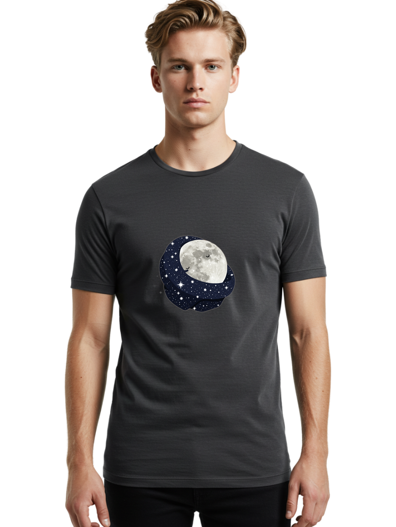 Moon-With-Stars Men'S Graphic Tee, 100% Cotton, Comfortable Casual Summer Wear, Machine Washable, Vintage Camera, Old Camera, Antique Camera, Black Camera, Classic Photography, Photography Equipment, Nostalgic Device, Film Camera, Camera Art Bak900
