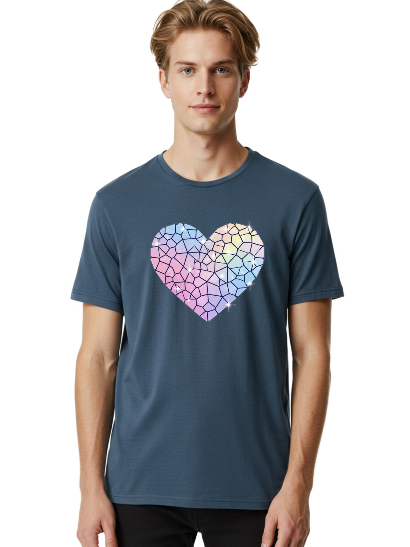 Mosaic-Heart-1 Men'S Graphic Tee, 100% Cotton, Comfortable Casual Summer Wear, Machine Washable, Vintage Camera, Old Camera, Antique Camera, Black Camera, Classic Photography, Photography Equipment, Nostalgic Device, Film Camera, Camera Art Bak904