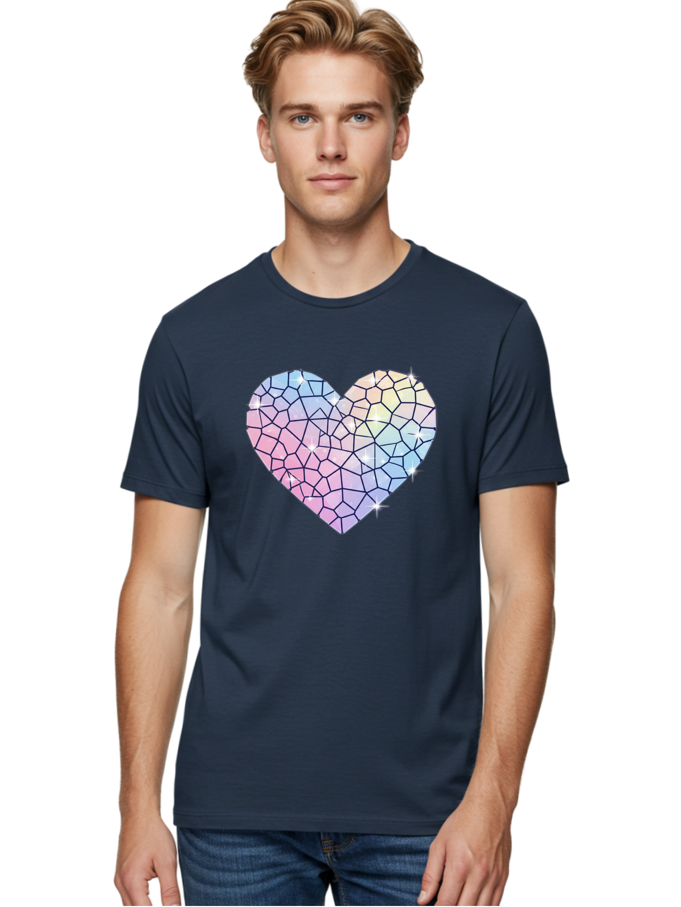 Mosaic-Heart-1 Men'S Graphic Tee, 100% Cotton, Comfortable Casual Summer Wear, Machine Washable, Vintage Camera, Old Camera, Antique Camera, Black Camera, Classic Photography, Photography Equipment, Nostalgic Device, Film Camera, Camera Art Bak904