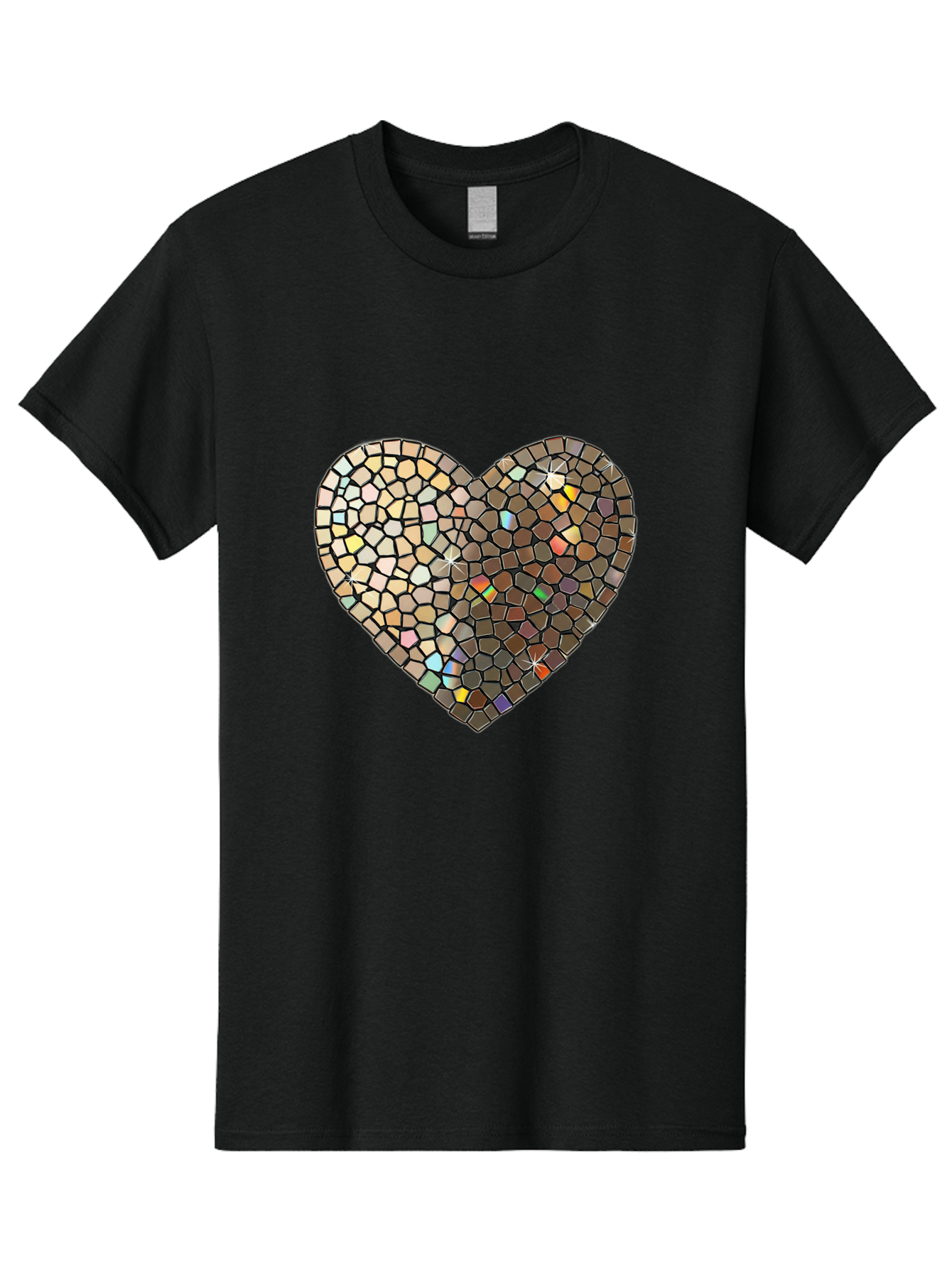 Mosaic-Heart-2 Men'S Graphic Tee, 100% Cotton, Comfortable Casual Summer Wear, Machine Washable, Vintage Camera, Old Camera, Antique Camera, Black Camera, Classic Photography, Photography Equipment, Nostalgic Device, Film Camera, Camera Art Bak905