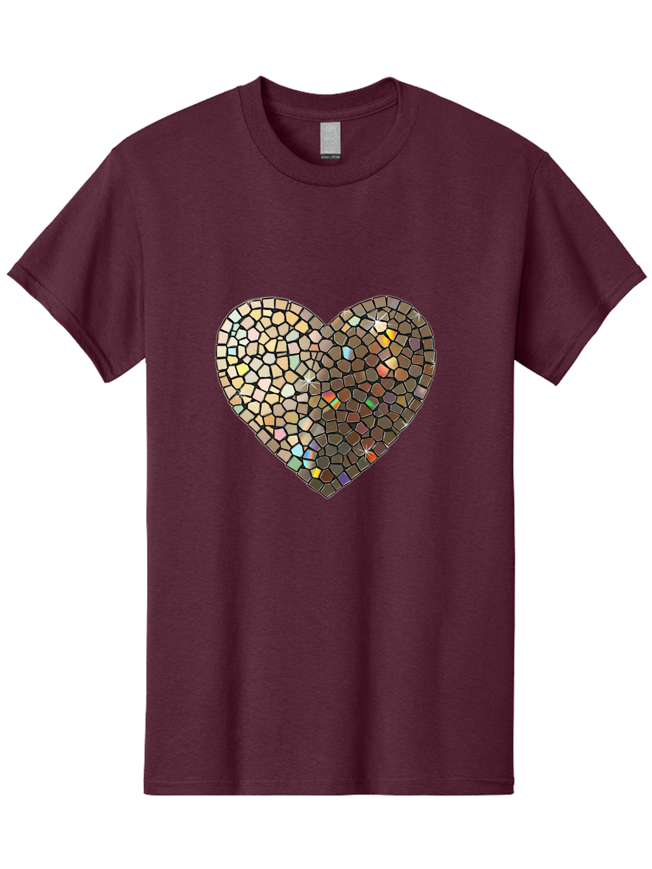 Mosaic-Heart-2 Men'S Graphic Tee, 100% Cotton, Comfortable Casual Summer Wear, Machine Washable, Vintage Camera, Old Camera, Antique Camera, Black Camera, Classic Photography, Photography Equipment, Nostalgic Device, Film Camera, Camera Art Bak905