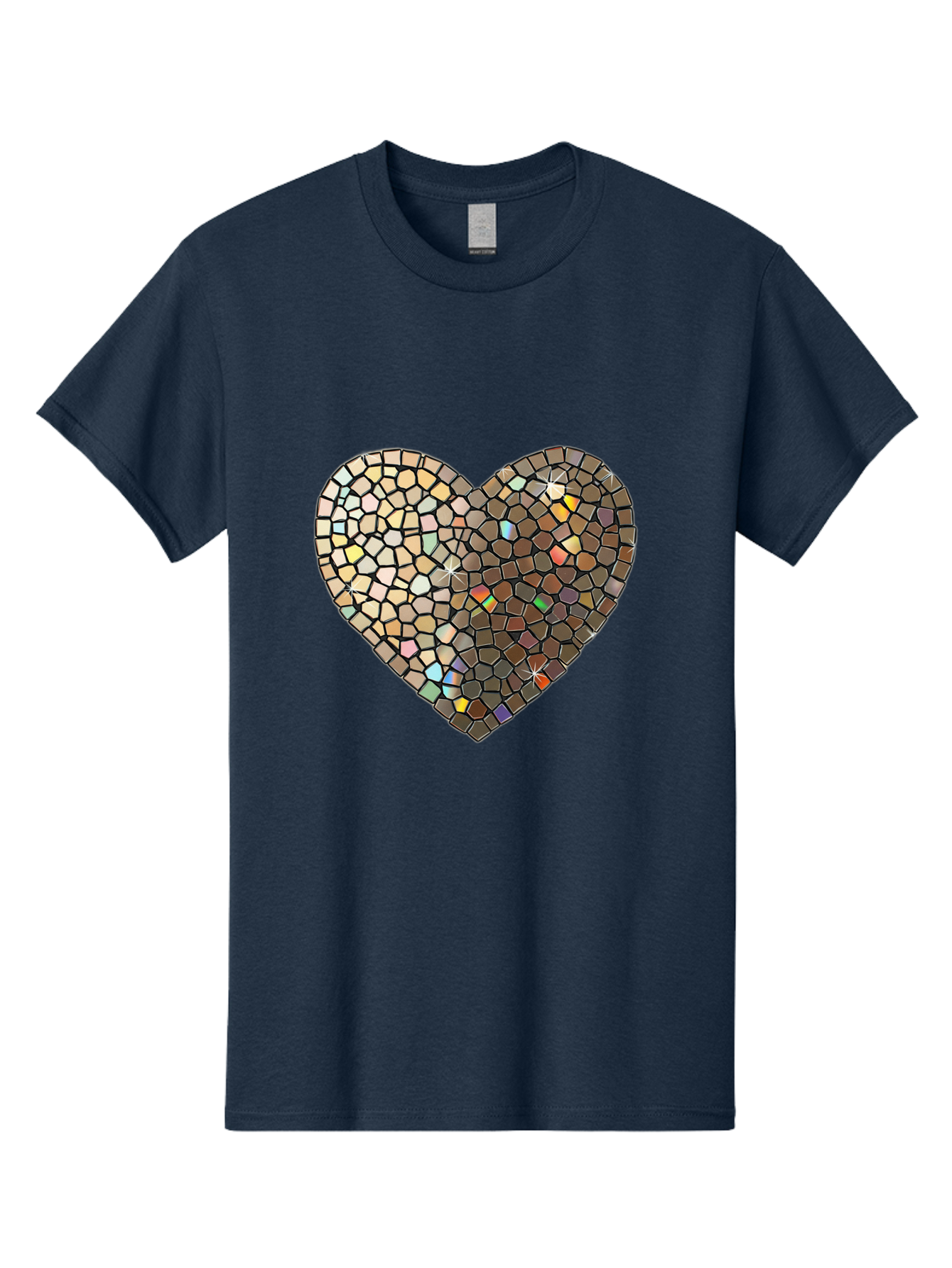 Mosaic-Heart-2 Men'S Graphic Tee, 100% Cotton, Comfortable Casual Summer Wear, Machine Washable, Vintage Camera, Old Camera, Antique Camera, Black Camera, Classic Photography, Photography Equipment, Nostalgic Device, Film Camera, Camera Art Bak905
