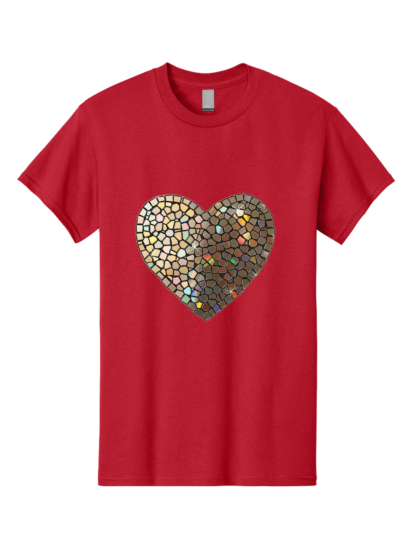 Mosaic-Heart-2 Men'S Graphic Tee, 100% Cotton, Comfortable Casual Summer Wear, Machine Washable, Vintage Camera, Old Camera, Antique Camera, Black Camera, Classic Photography, Photography Equipment, Nostalgic Device, Film Camera, Camera Art Bak905