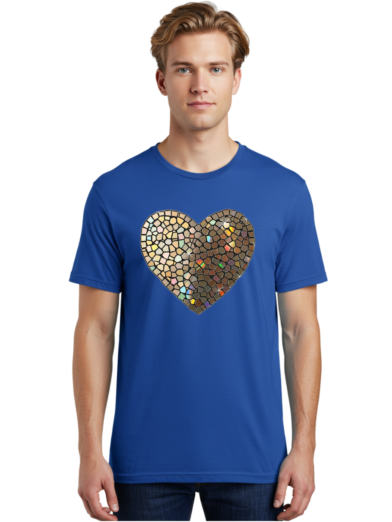 Mosaic-Heart-2 Men'S Graphic Tee, 100% Cotton, Comfortable Casual Summer Wear, Machine Washable, Vintage Camera, Old Camera, Antique Camera, Black Camera, Classic Photography, Photography Equipment, Nostalgic Device, Film Camera, Camera Art Bak905