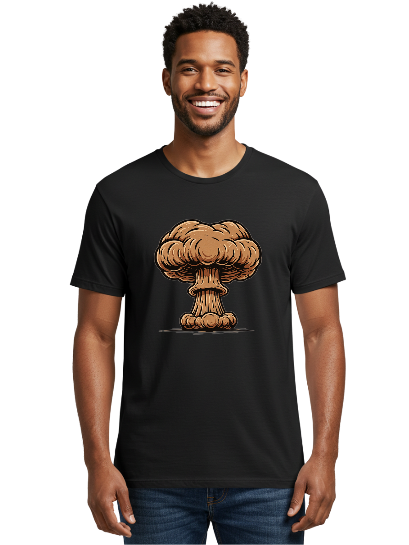 Mushroom-Cloud Men'S Graphic Tee, 100% Cotton, Comfortable Casual Summer Wear, Machine Washable, Vintage Camera, Old Camera, Antique Camera, Black Camera, Classic Photography, Photography Equipment, Nostalgic Device, Film Camera, Camera Art Bak917