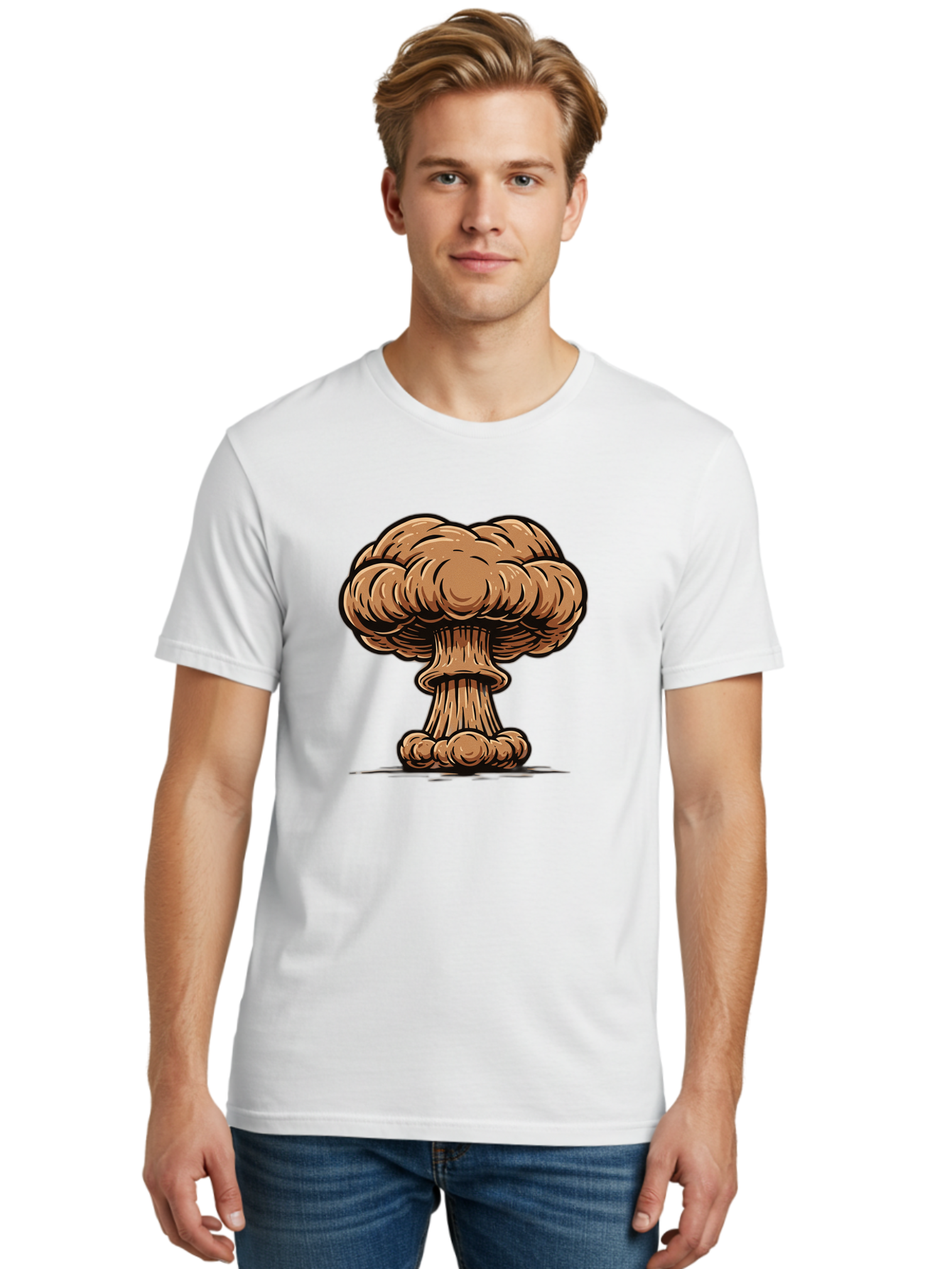 Mushroom-Cloud Men'S Graphic Tee, 100% Cotton, Comfortable Casual Summer Wear, Machine Washable, Vintage Camera, Old Camera, Antique Camera, Black Camera, Classic Photography, Photography Equipment, Nostalgic Device, Film Camera, Camera Art Bak917