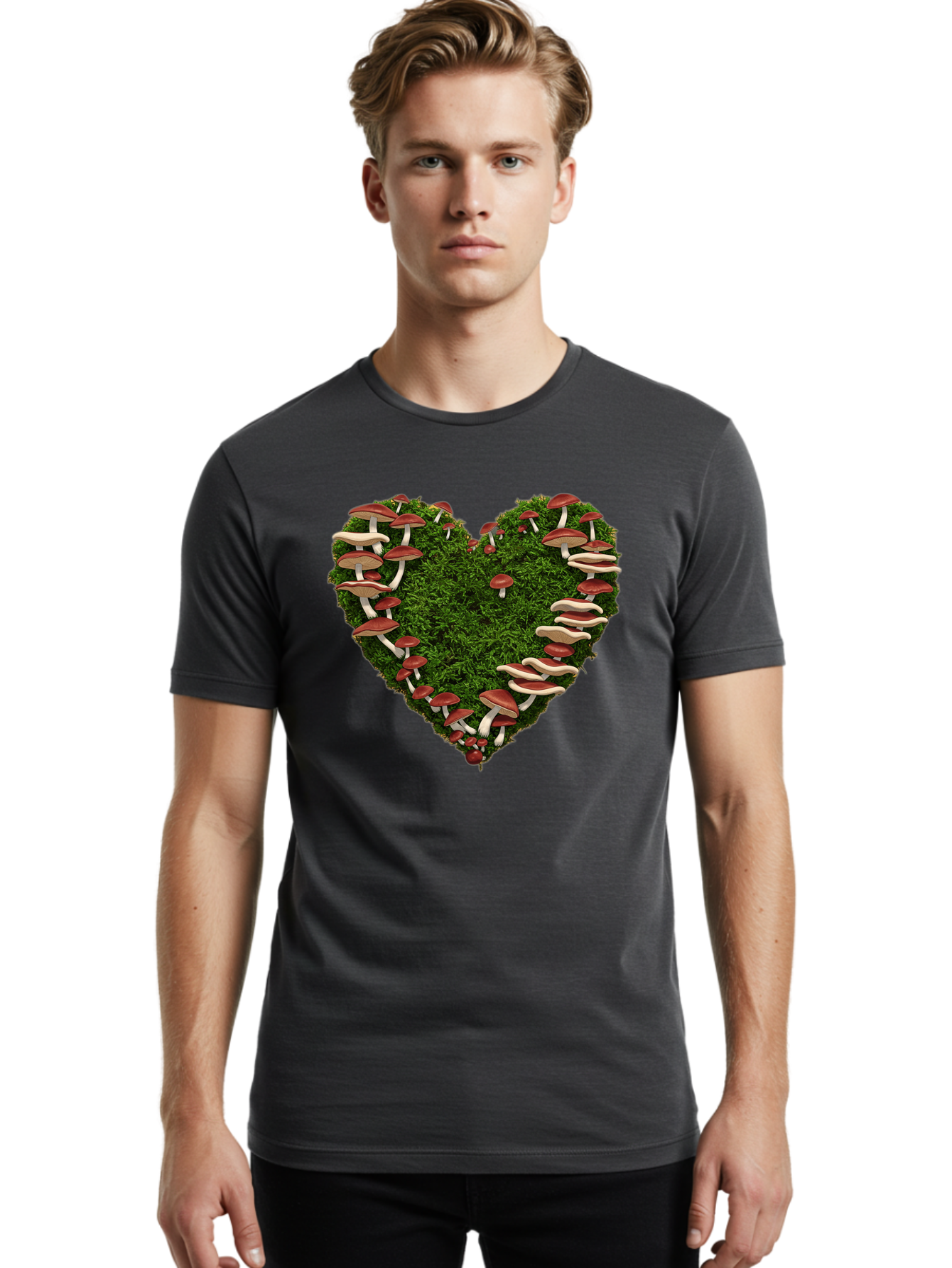 Mushroom-Heart Men'S Graphic Tee, 100% Cotton, Comfortable Casual Summer Wear, Machine Washable, Vintage Camera, Old Camera, Antique Camera, Black Camera, Classic Photography, Photography Equipment, Nostalgic Device, Film Camera, Camera Art Bak918
