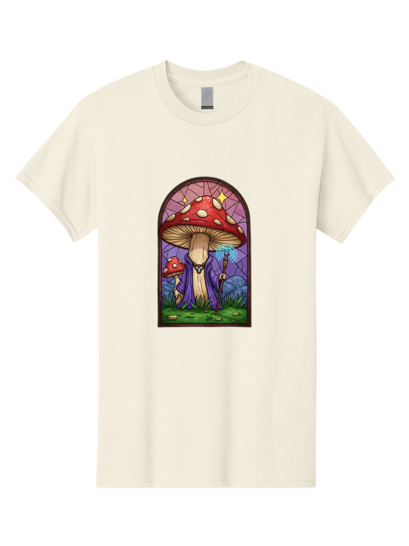 Mushroom-Wizard-Stained-Glass Men'S Graphic Tee, 100% Cotton, Comfortable Casual Summer Wear, Machine Washable, Vintage Camera, Old Camera, Antique Camera, Black Camera, Classic Photography, Photography Equipment, Nostalgic Device, Bak920