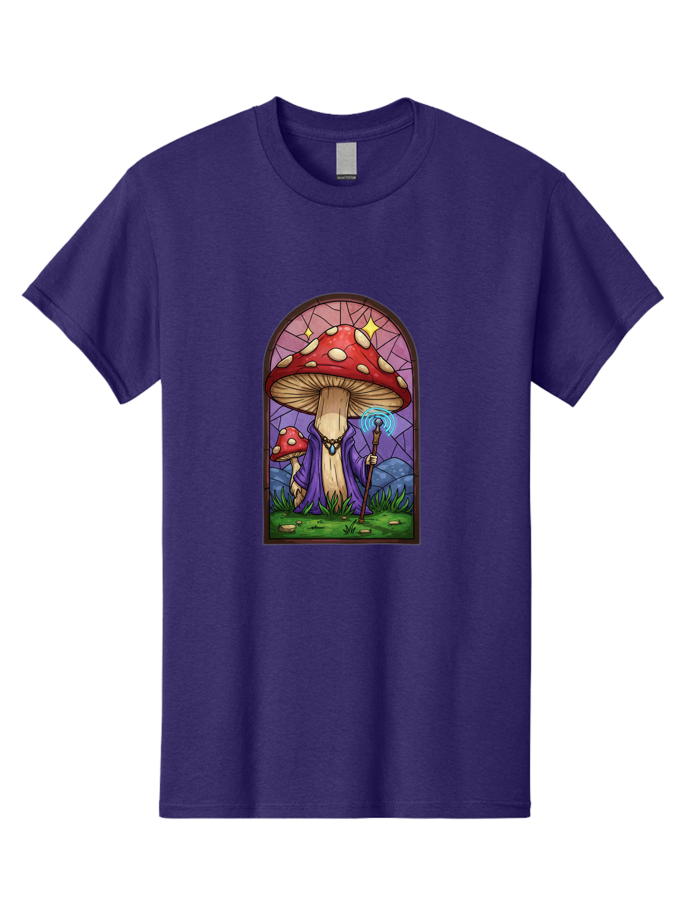 Mushroom-Wizard-Stained-Glass Men'S Graphic Tee, 100% Cotton, Comfortable Casual Summer Wear, Machine Washable, Vintage Camera, Old Camera, Antique Camera, Black Camera, Classic Photography, Photography Equipment, Nostalgic Device, Bak920