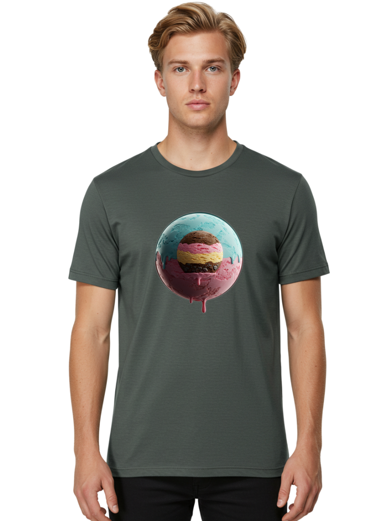 Neapolitan-Ice-Cream-Globe Men'S Graphic Tee, 100% Cotton, Comfortable Casual Summer Wear, Machine Washable, Vintage Camera, Old Camera, Antique Camera, Black Camera, Classic Photography, Photography Equipment, Nostalgic Device, Film Camera, Bak936