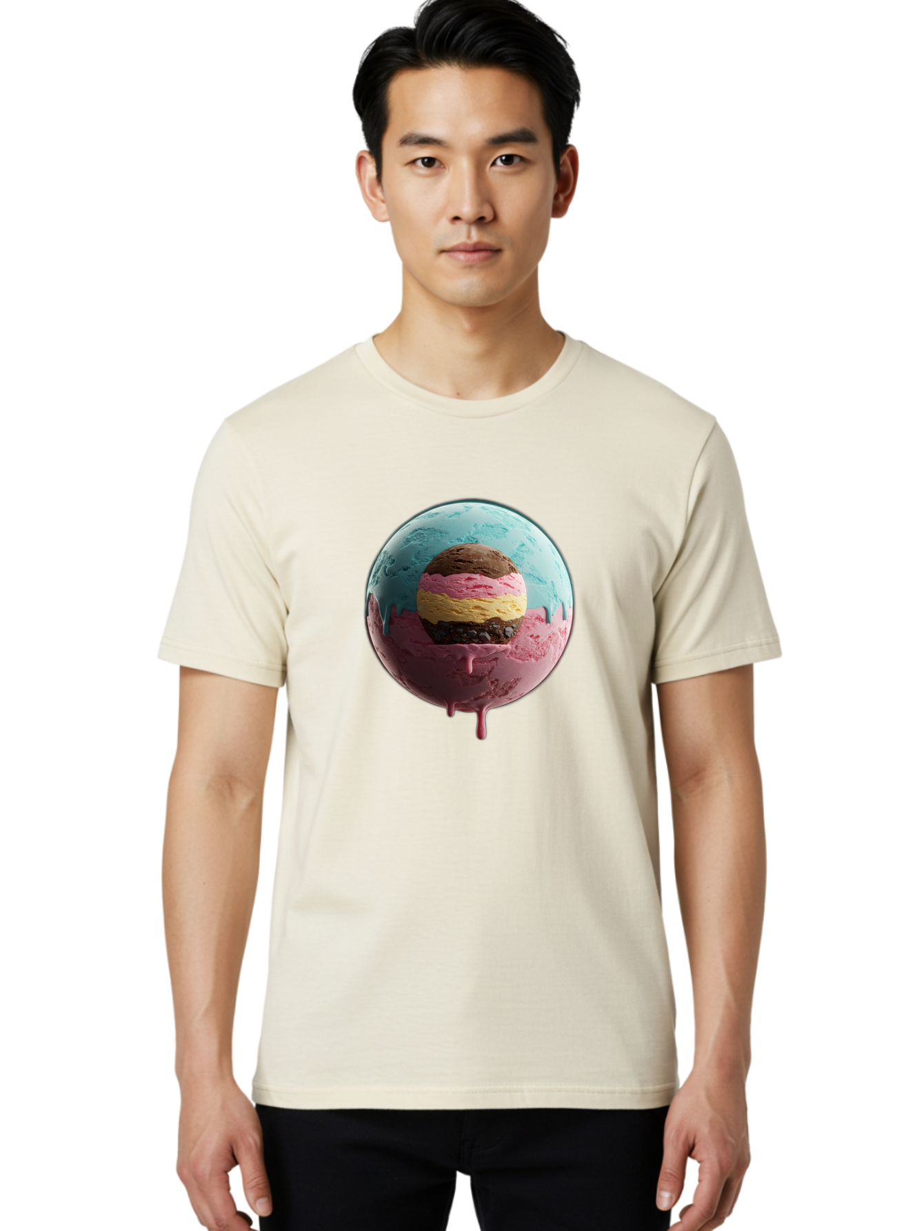 Neapolitan-Ice-Cream-Globe Men'S Graphic Tee, 100% Cotton, Comfortable Casual Summer Wear, Machine Washable, Vintage Camera, Old Camera, Antique Camera, Black Camera, Classic Photography, Photography Equipment, Nostalgic Device, Film Camera, Bak936